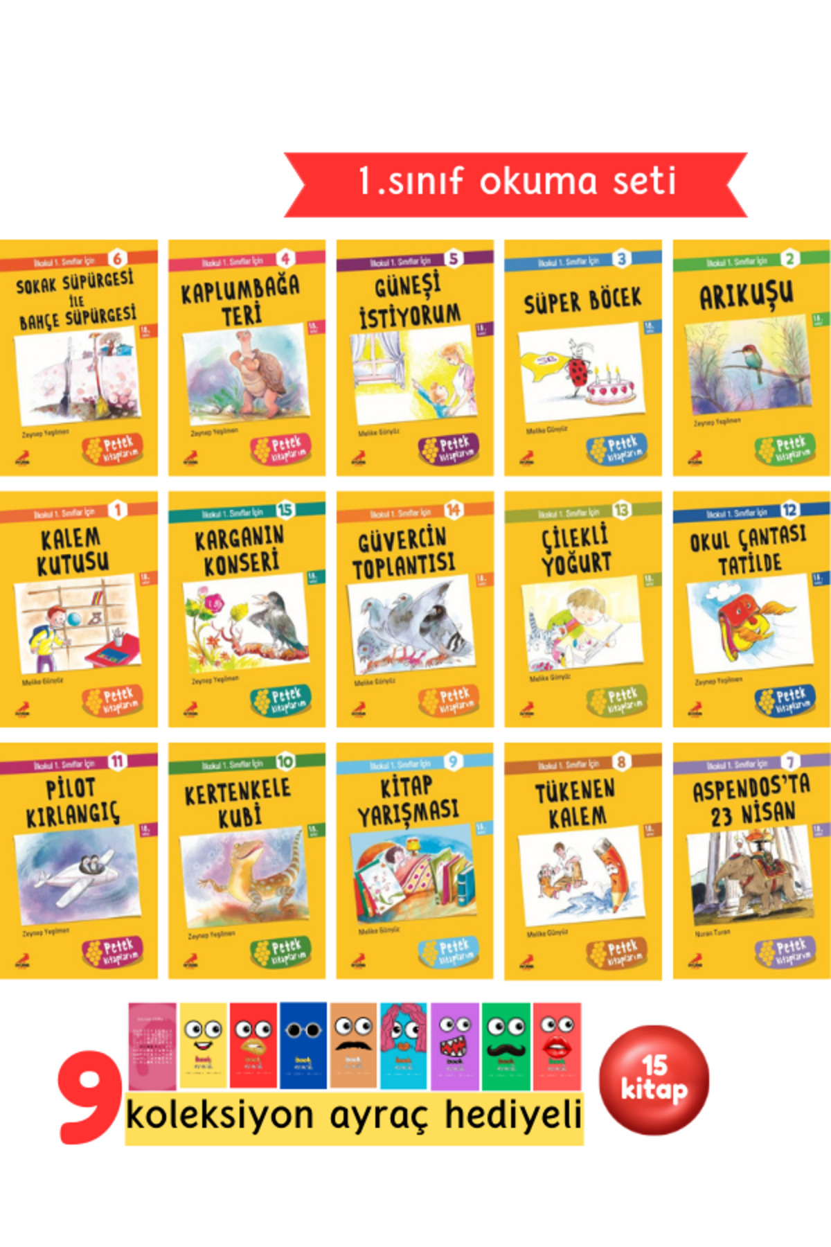 1.Sınıf Petek Kitaplarım Bitişik Eğik Yazılı 15 Kitap