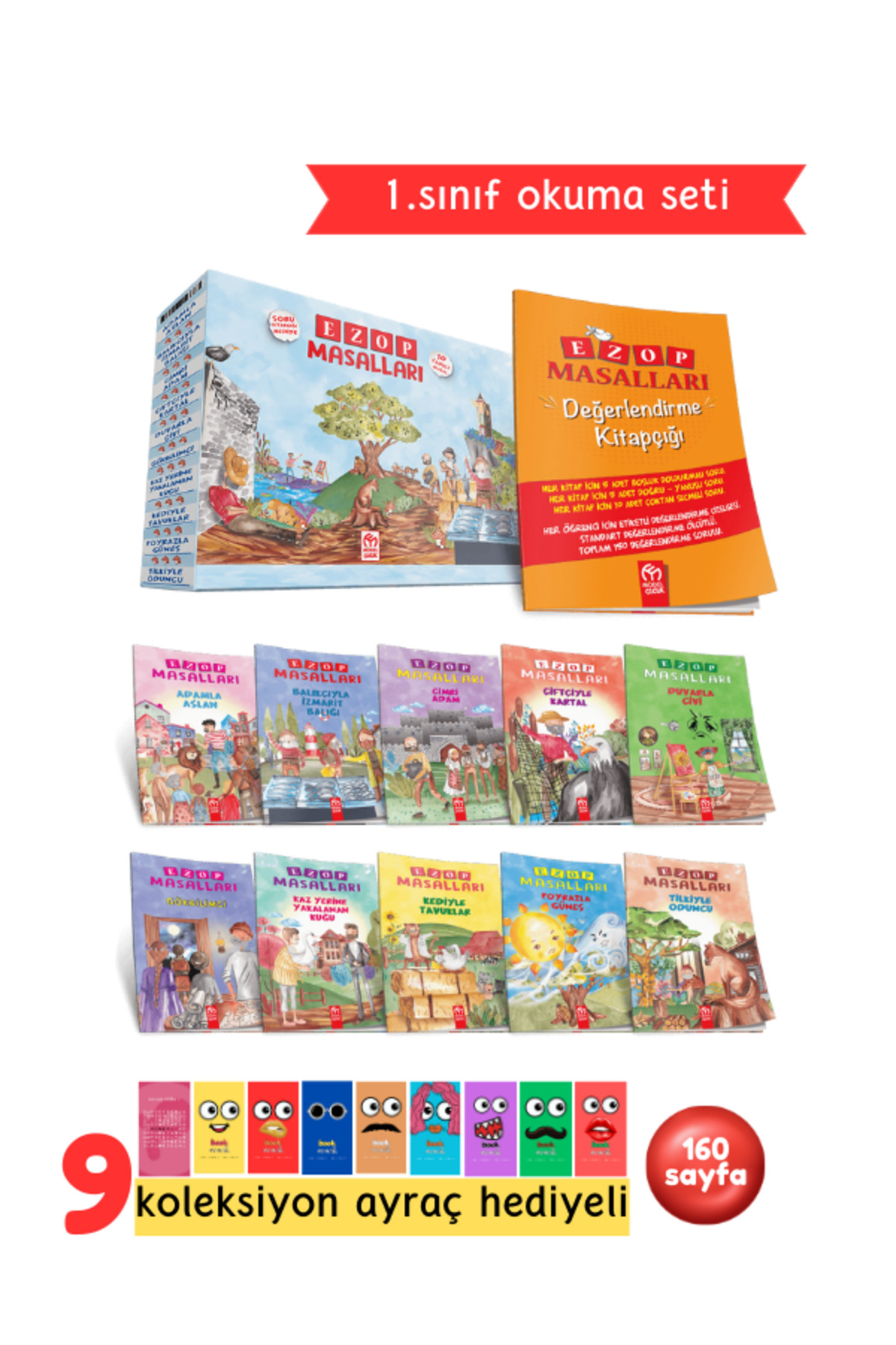 1.Sınıflar İçin Ezop Masalları 10 Kitap + Soru Kitapçığı Hediyeli