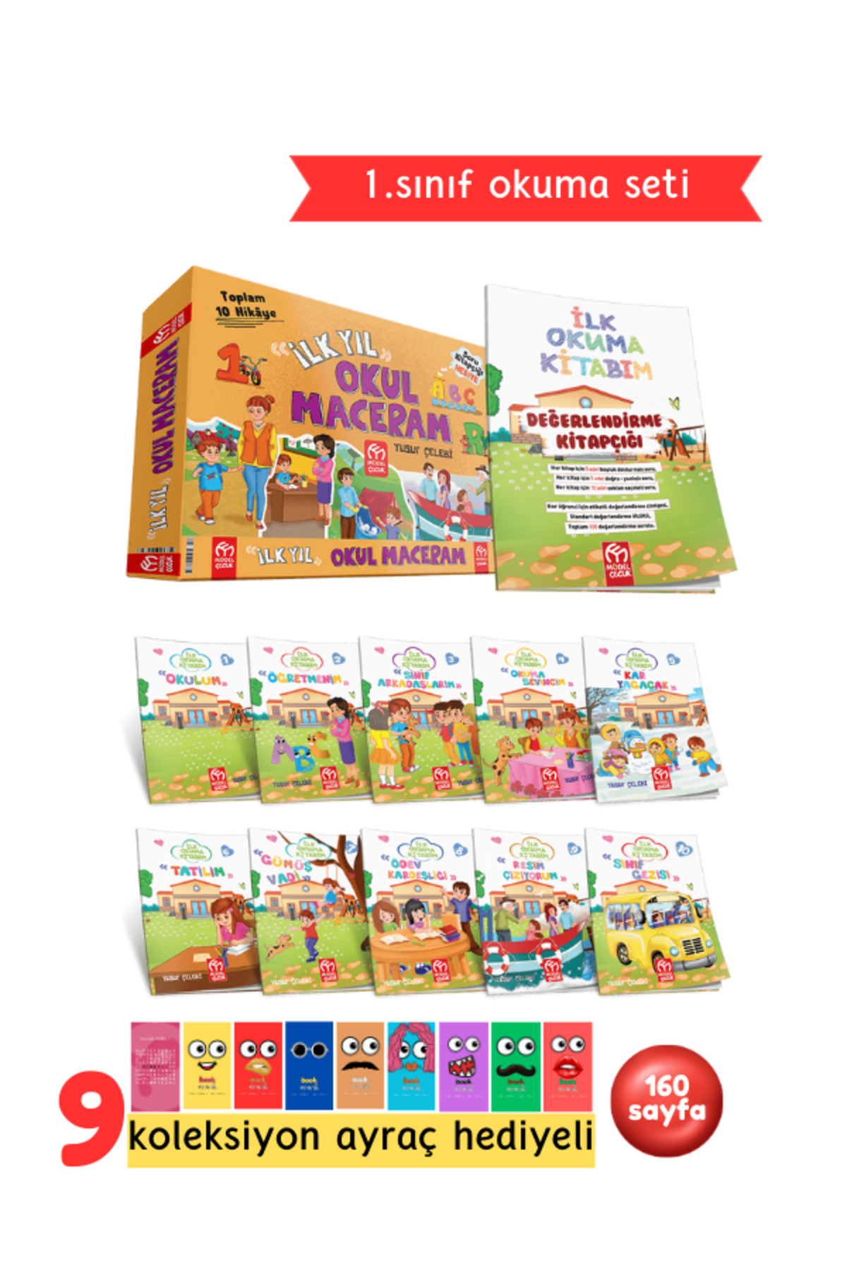1.Sınıflar İçin İlk Yıl Okul Maceram 10 Kitap + Soru Kitapçığı Hediyeli