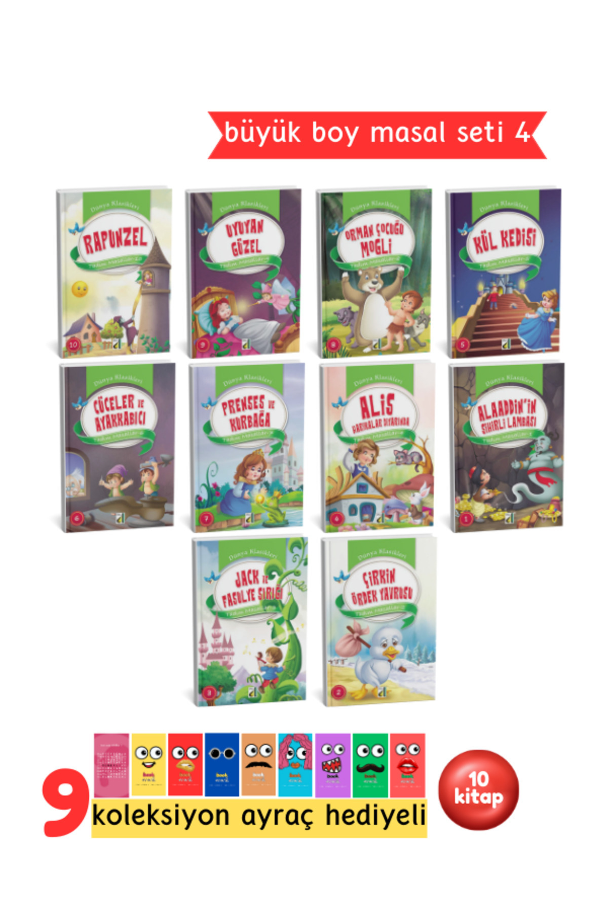 1. ve 2. Sınıf Çocuklar İçin Büyük Boy Dünya Klasikleri Dizisi 10 Tadım Kitap