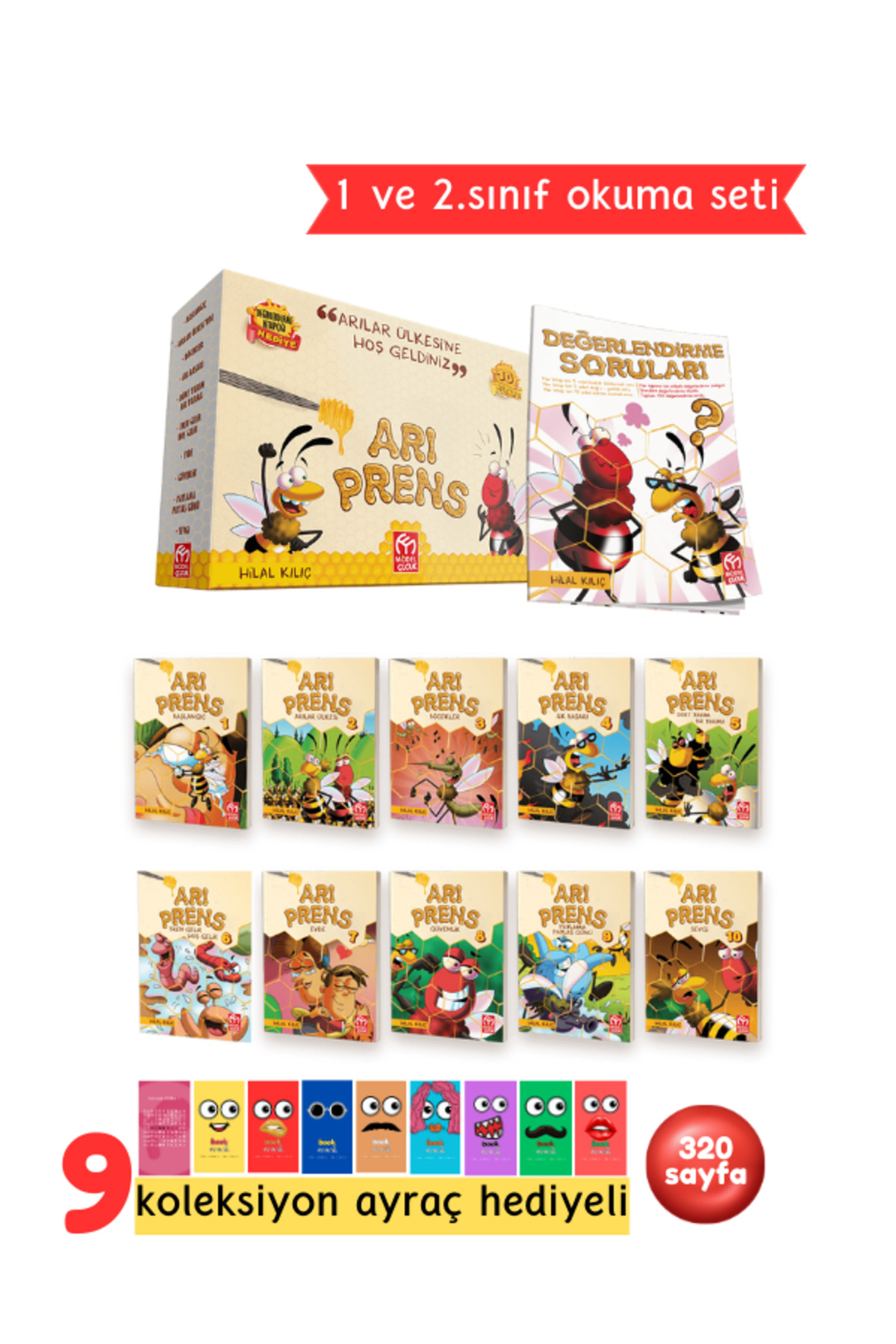 1. ve 2.Sınıflar İçin Arı Prens Hikaye Serisi 10 Kitap + Soru Kitapçığı Hediyeli