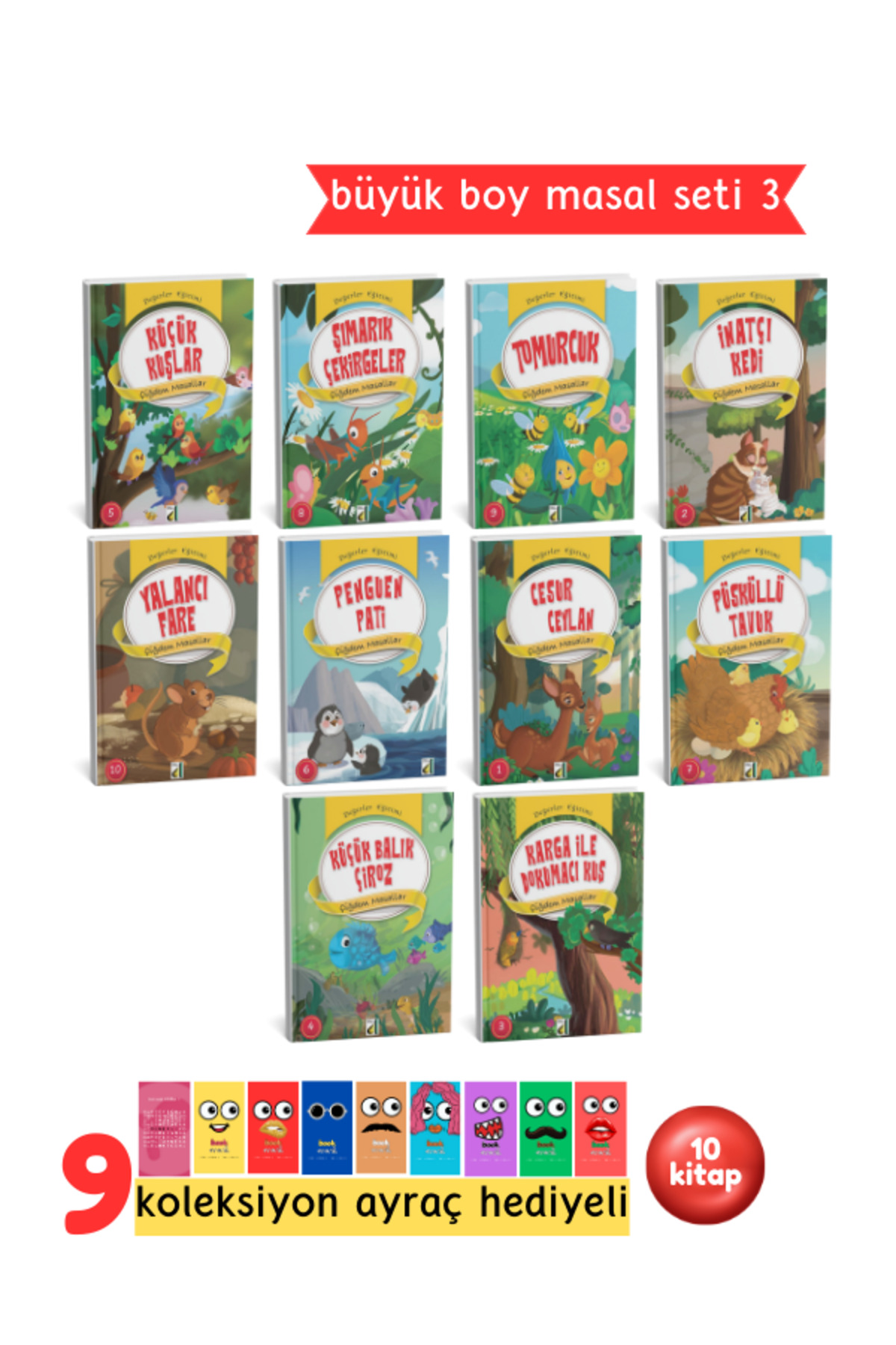 1. ve 2.Sınıflar İçin Dünya Klasikleri 10 Kitap - Renkli, Resimli Y1