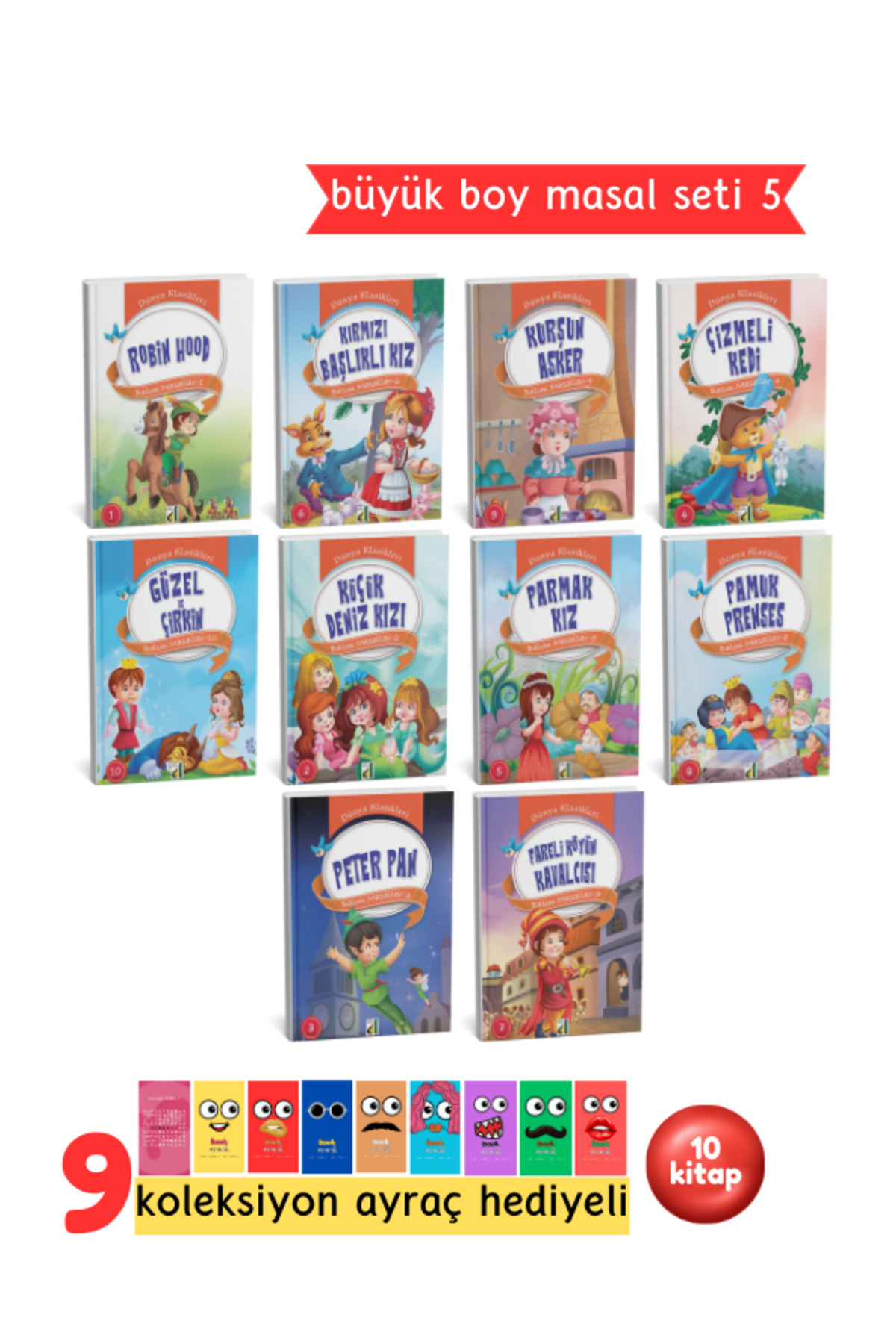 1. ve 2.Sınıflar İçin Dünya Klasikleri 10 Kitap - Renkli, Resimli Y5