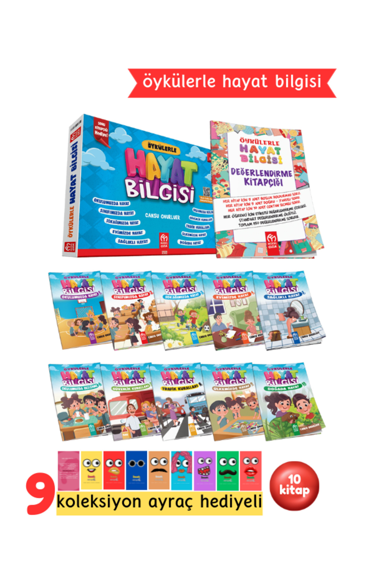 1. ve 2.Sınıflar İçin Öykülerle Hayat Bilgisi Hikaye Serisi 10 Kitap + Soru Kitapçığı Hediyeli