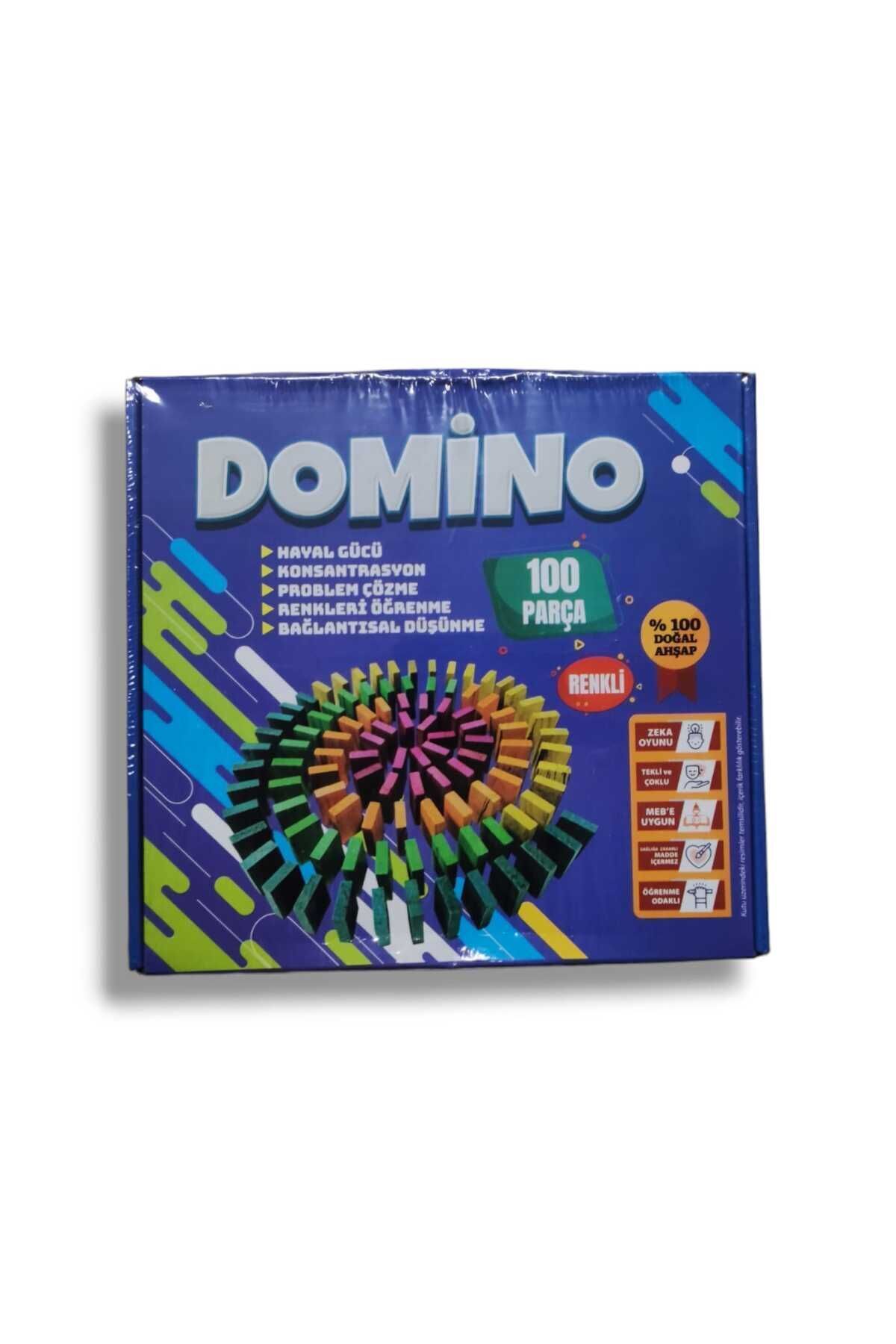 100 Parça Renkli Ahşap Domino Taşı Seti