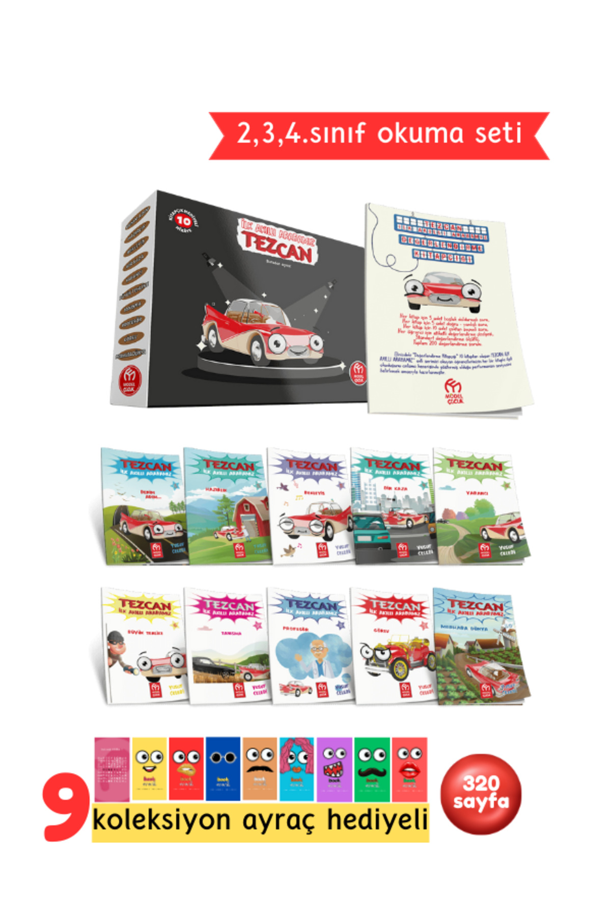2. 3. ve 4.Sınıflar İçin İlk Akıllı Arabamız Tezcan Hikaye Serisi 10 Kitap + Soru Kitapçığı Hediyeli