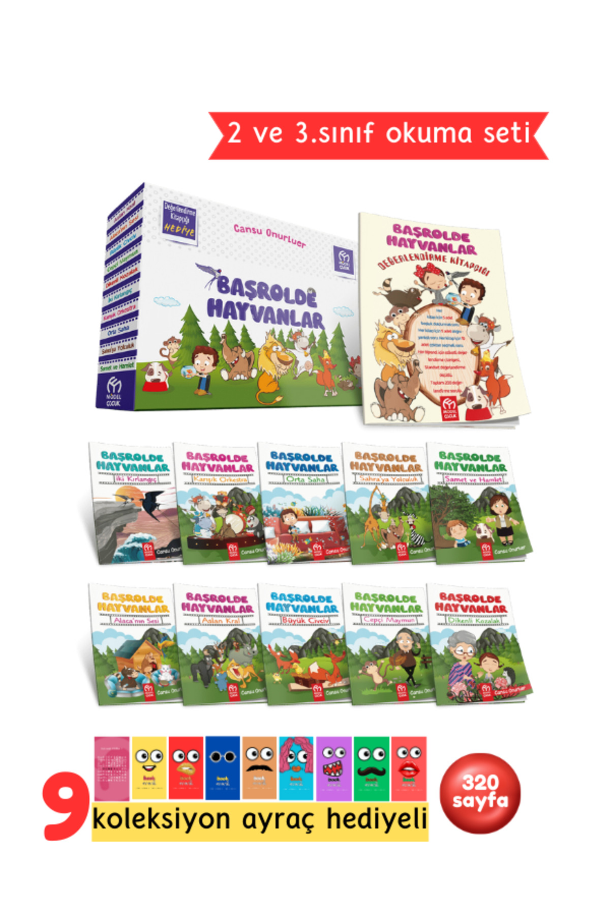 2. ve 3.Sınıflar İçin Başrolde Hayvanlar Hikaye Serisi 10 Kitap + Soru Kitapçığı Hediyeli