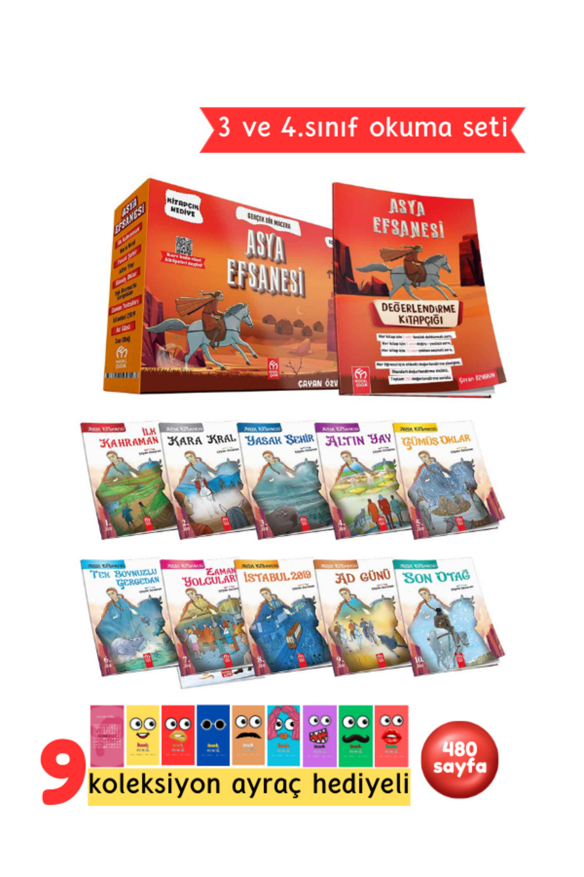 3. ve 4.Sınıflar İçin Asya Efsanesi 10 Kitap + Soru Kitapçığı Hediyeli