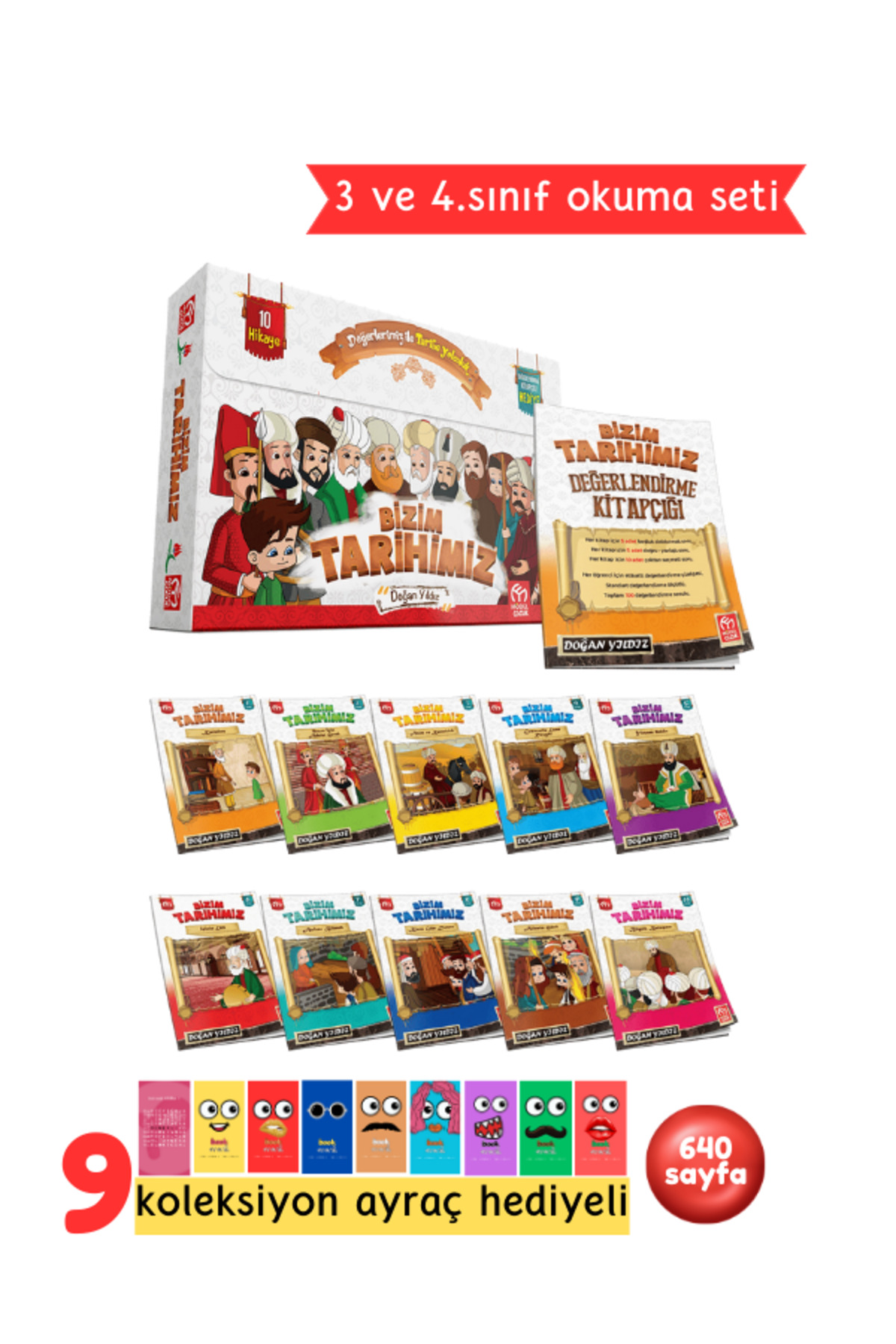 3. ve 4.Sınıflar İçin Bizim Tarihimiz Hikaye Serisi 10 Kitap + Soru Kitapçığı Hediyeli