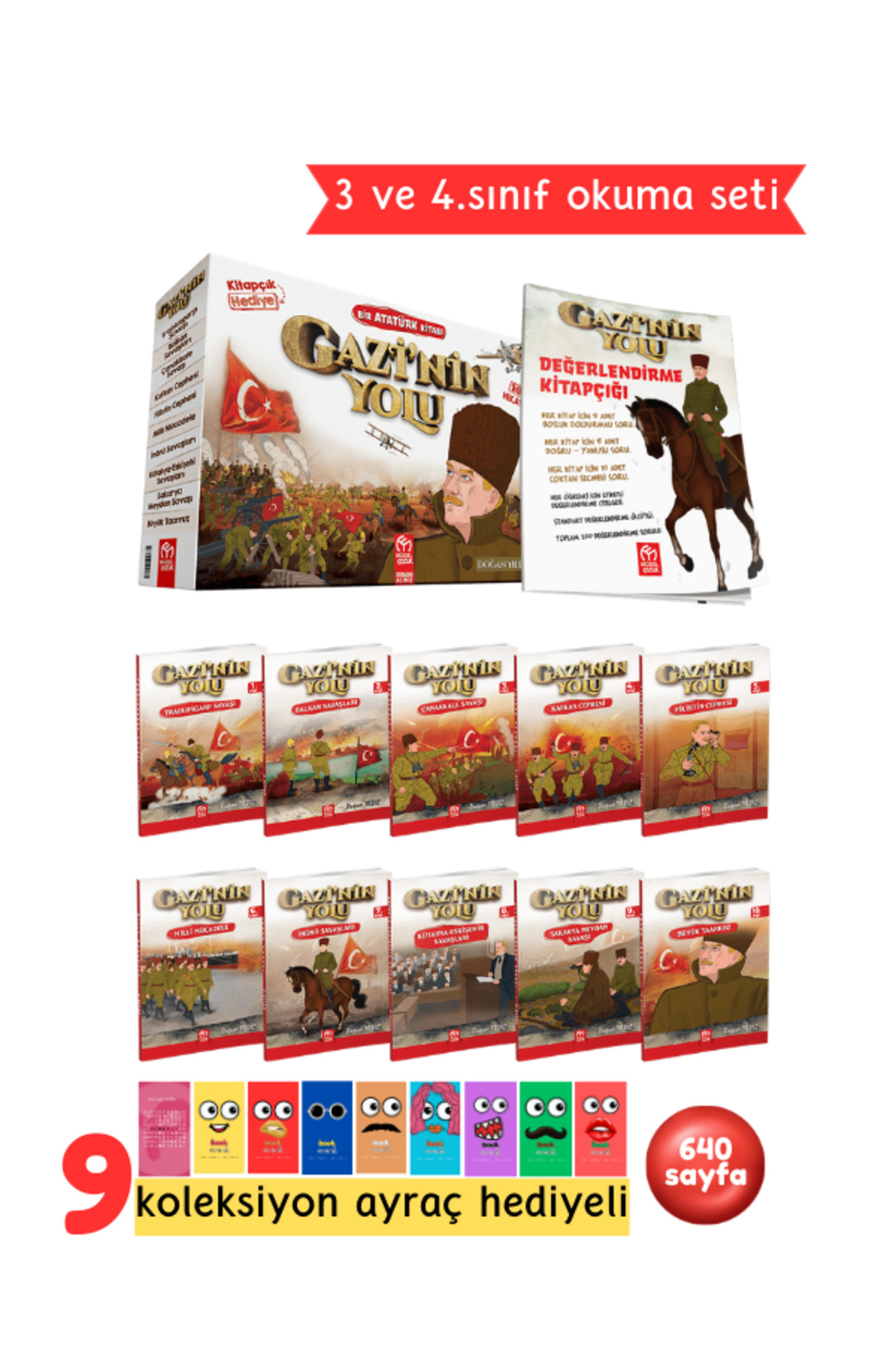 3. ve 4.Sınıflar İçin Gazinin Yolu Hikaye Serisi 10 Kitap + Soru Kitapçığı Hediyeli