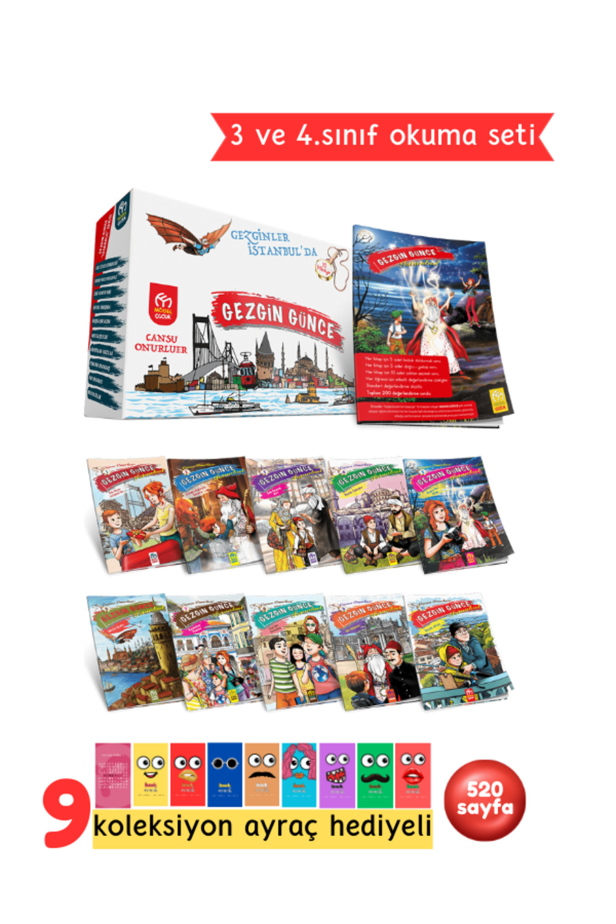 3. ve 4.Sınıflar İçin Gezginler İstanbul'da Hikaye Serisi 10 Kitap + Soru Kitapçığı Hediyeli