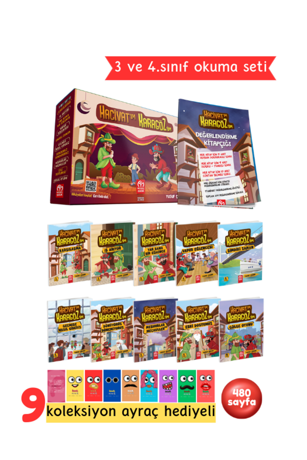 3. ve 4.Sınıflar İçin Hacivat'ım Karagöz'üm Hikaye Serisi 10 Kitap + Soru Kitapçığı Hediyeli