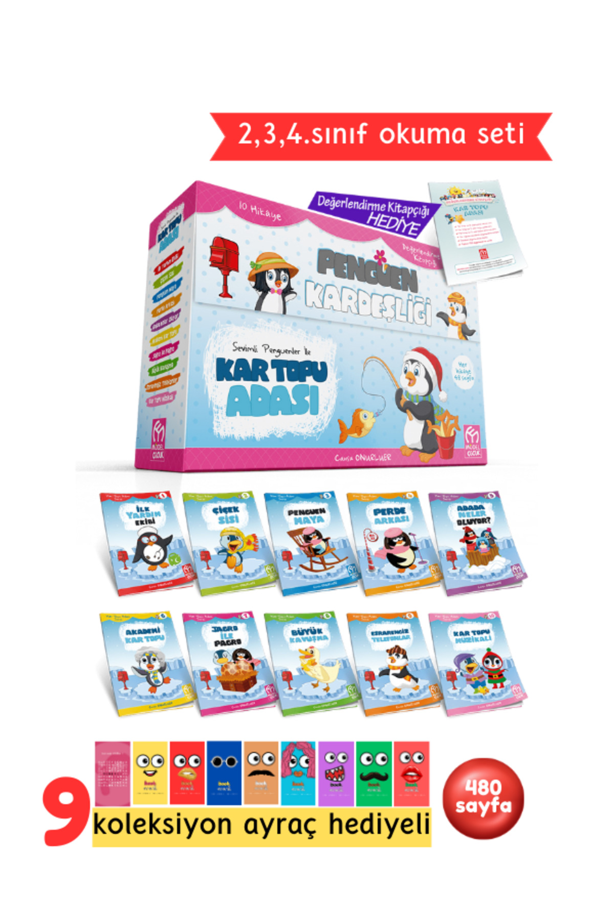 3. ve 4.Sınıflar İçin Kar Topu Adasında Değerler Eğitimi 10 Kitap + Soru Kitapçığı Hediyeli