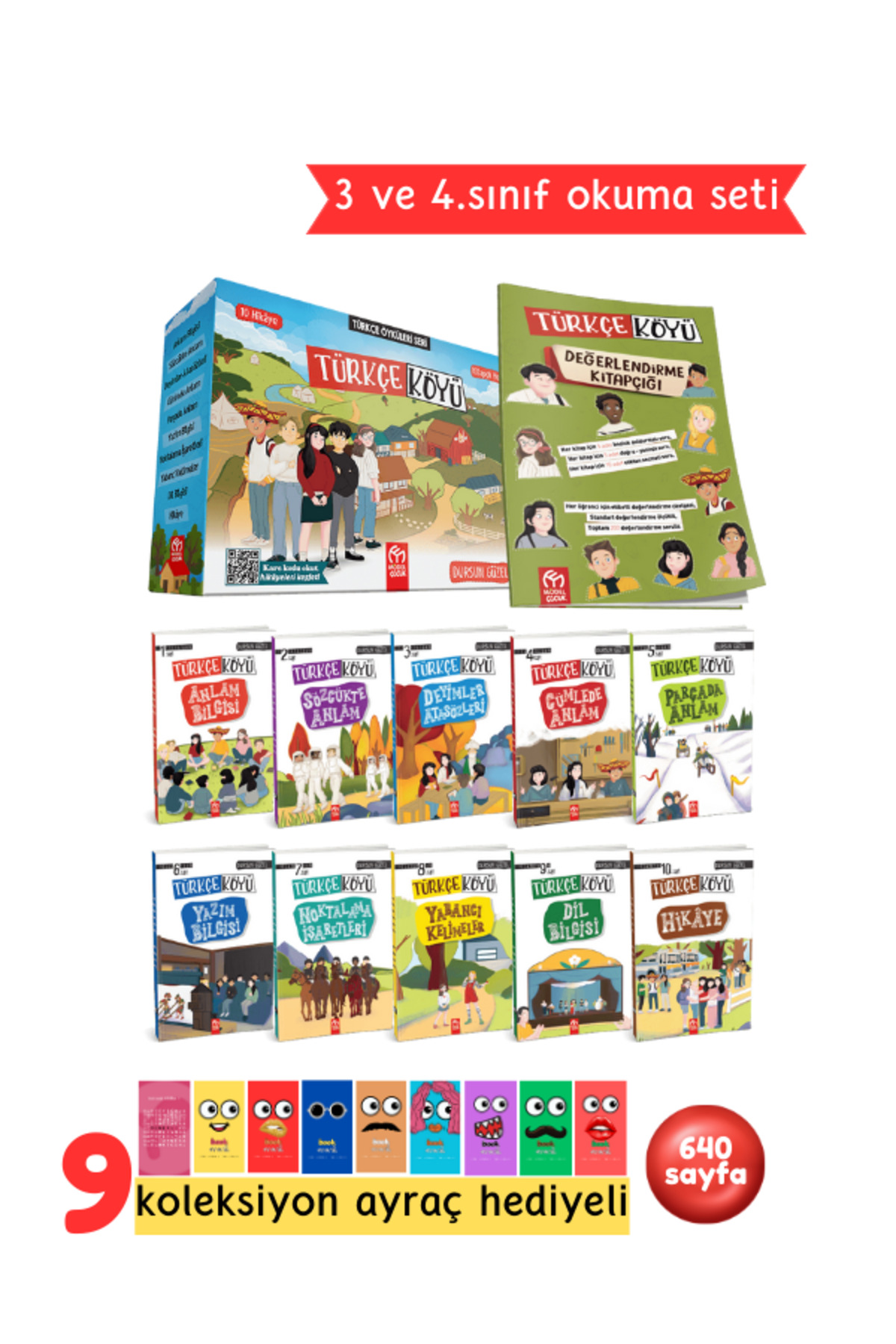 3. ve 4.Sınıflar İçin Türkçe Köyü 10 Kitap + Soru Kitapçığı Hediyeli