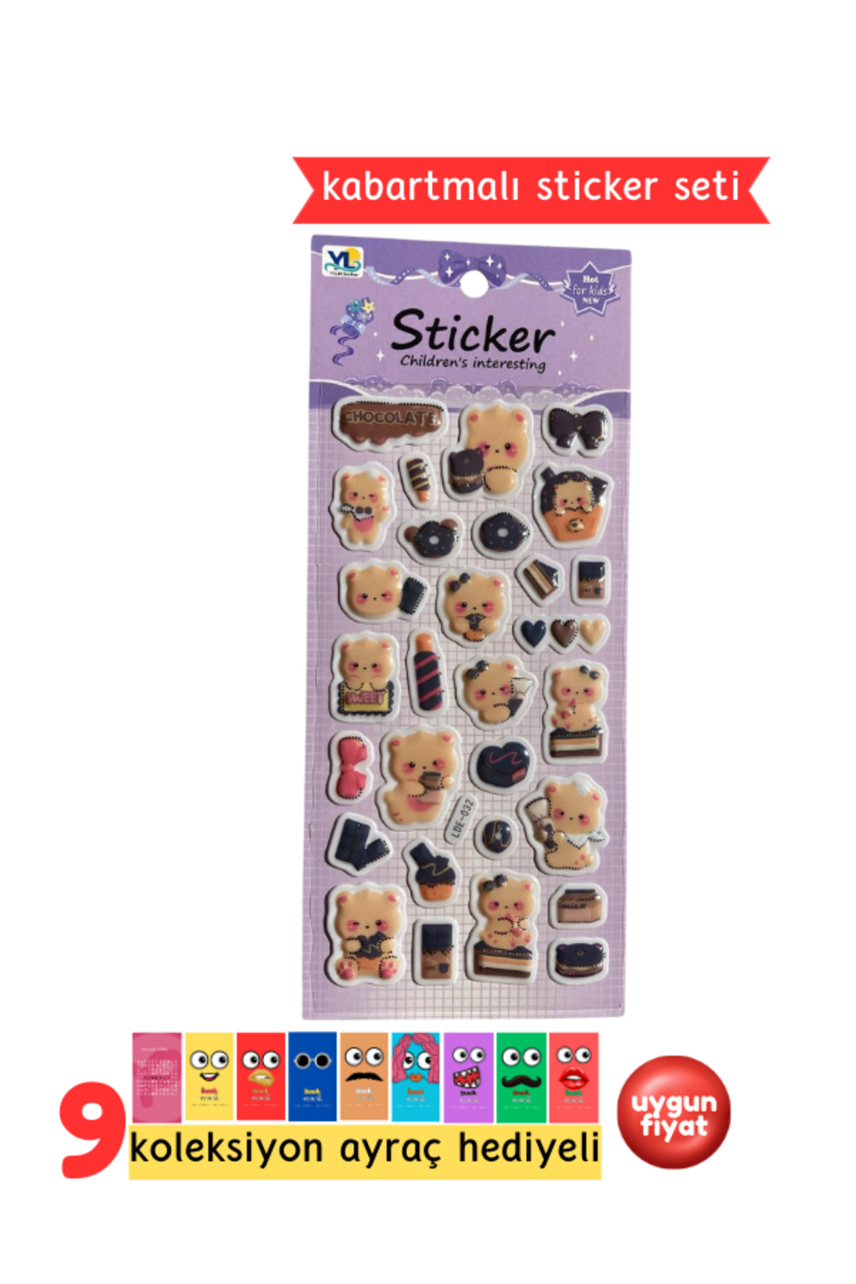 Ayı Desenli Sticker – Kabartmalı 3D Sticker Etiket - Defter Laptop Ajanda Bullet Journal Sticker