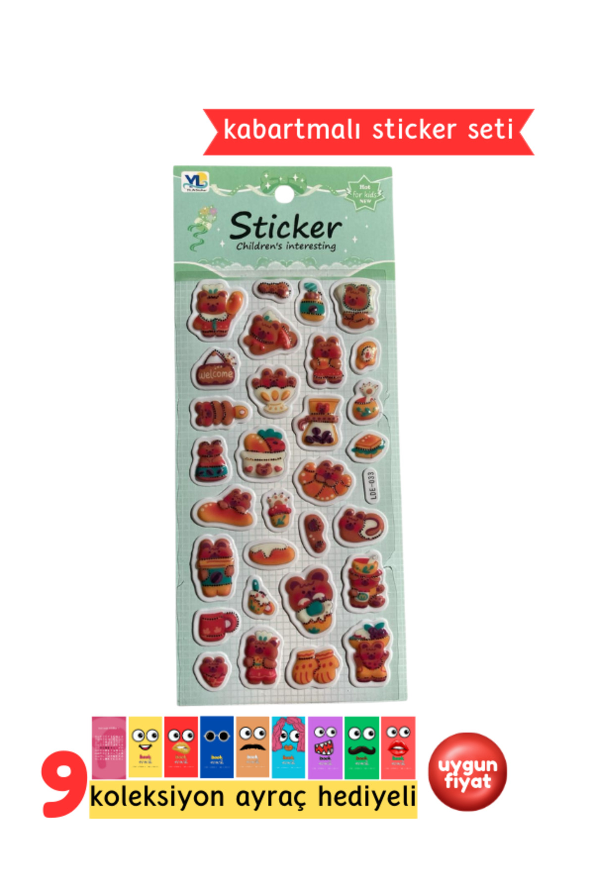 Ayıcık Sticker – Kabartmalı 3D Sticker Etiket - Defter Laptop Ajanda Bullet Journal Sticker