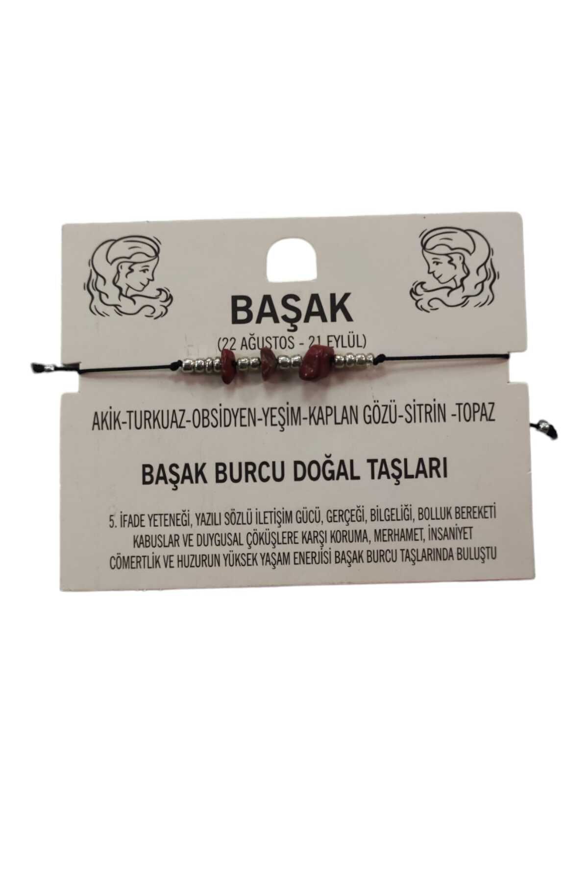 Başak Burcu Yıldız Doğal Taş İp Burç Bilekliği Halhal (Kızıl, Tek Ebat)