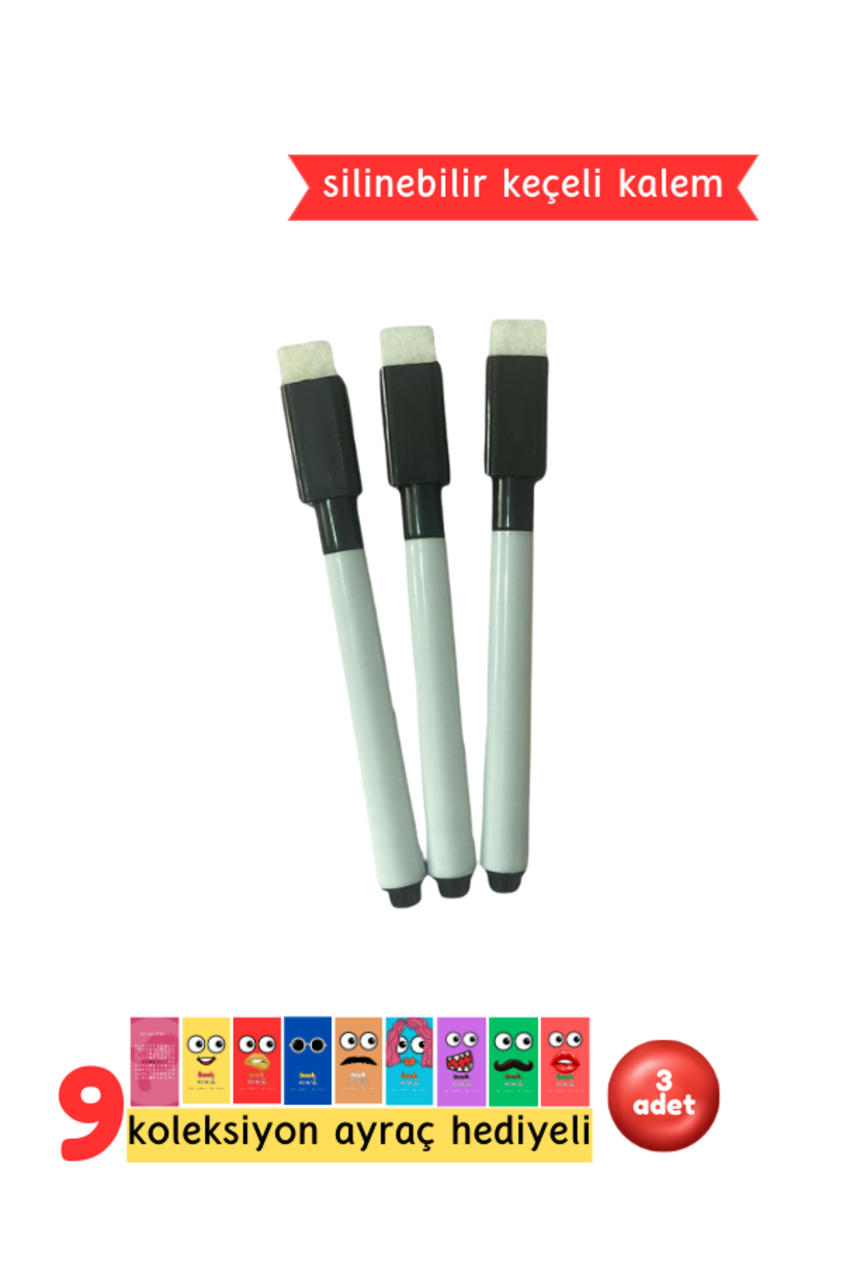 Beyaz Tahta Kalemi 3'lü Set (Siyah)