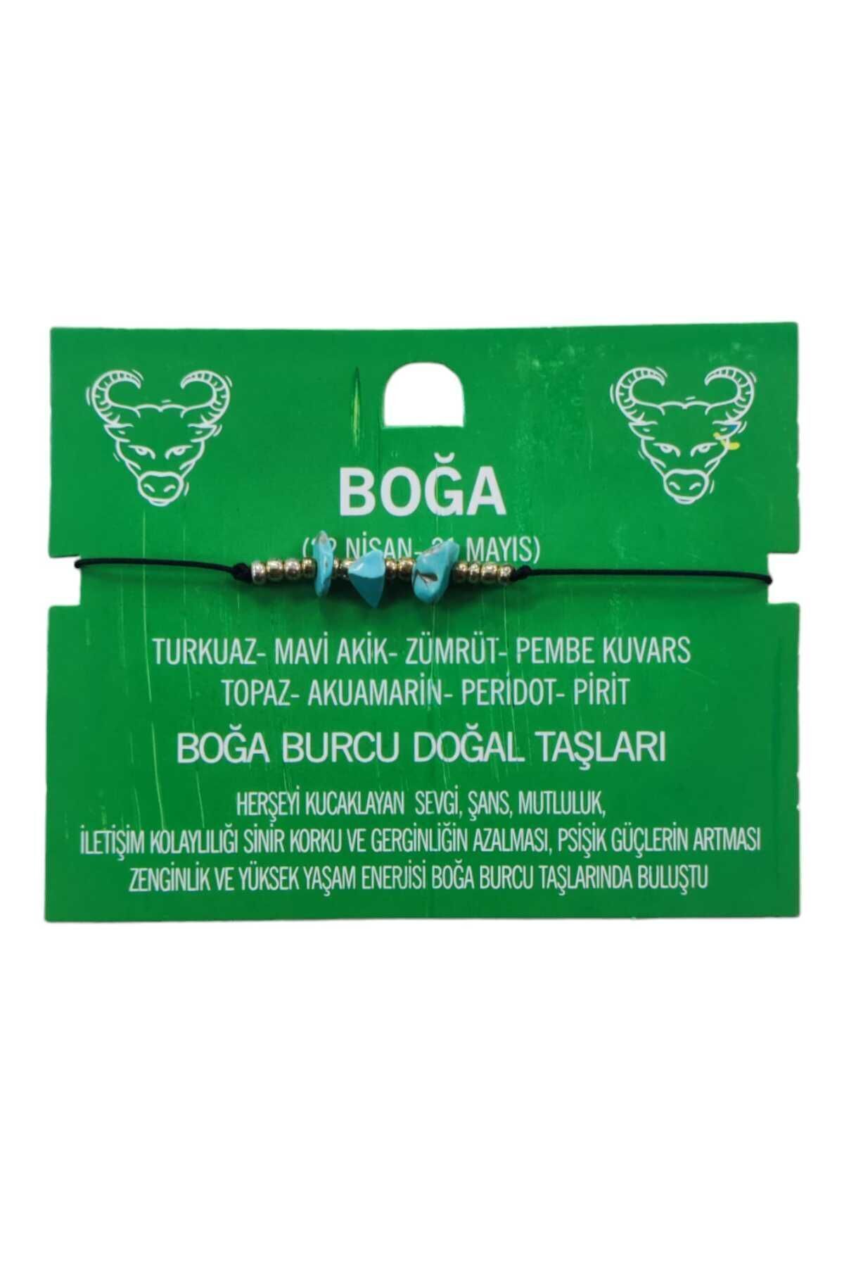 Boğa Burcu Yıldız Doğal Taş İp Burç Bilekliği Halhal (Mavi, Tek Ebat)