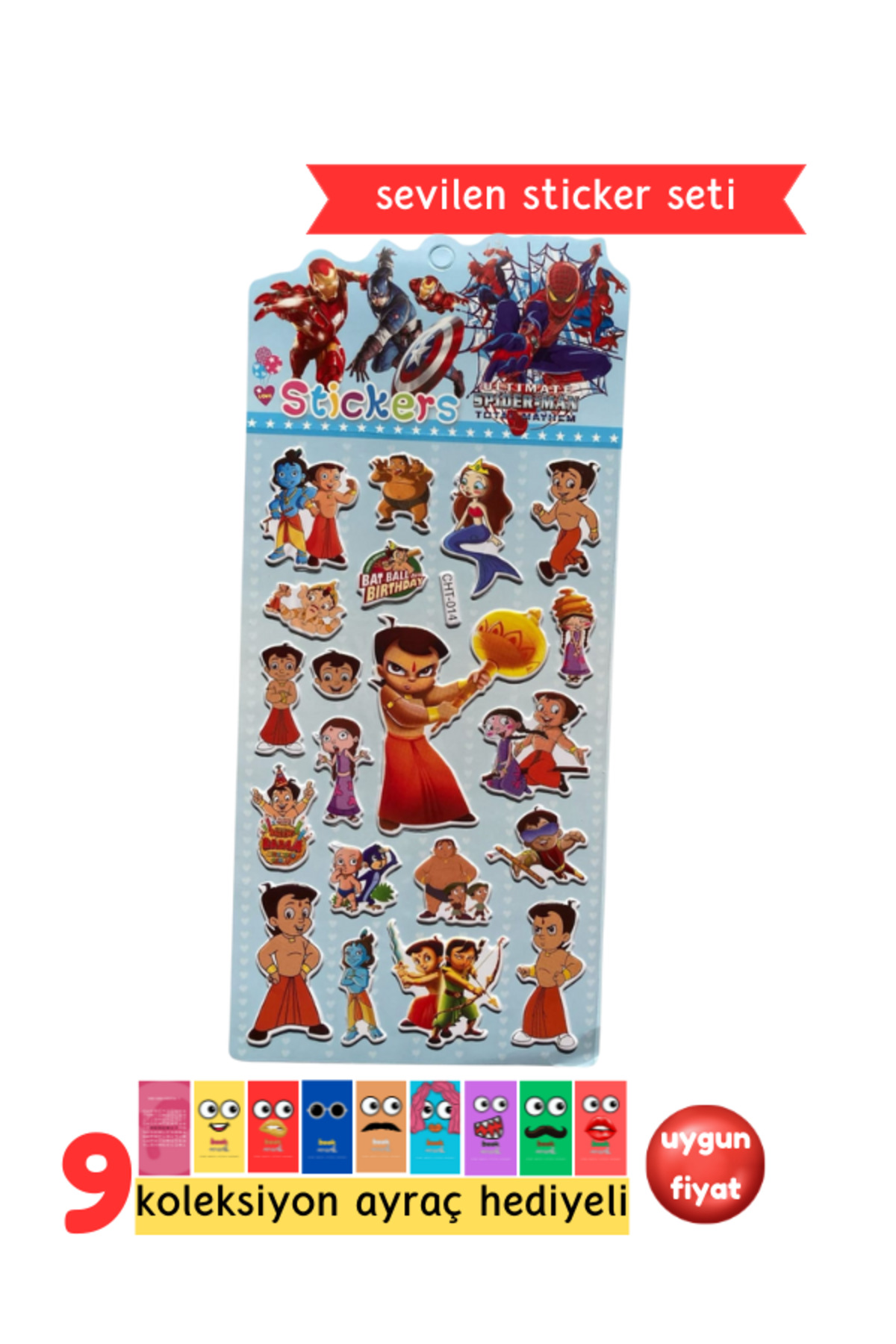 Chhota Bheem Sticker - Çizgi Film Sticker - Çocuklar İçin Kabartmalı Sticker Etiket