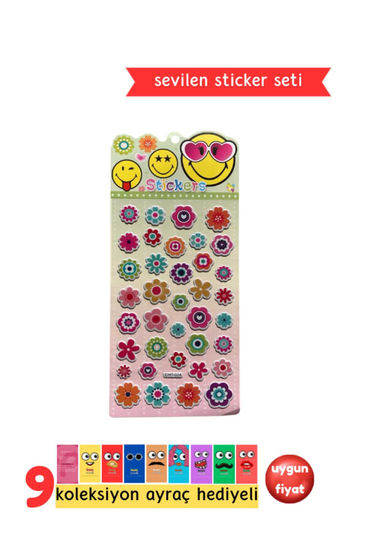 Çiçek Sticker - Papatya Sticker - Çocuklar İçin Kabartmalı Sticker Etiket