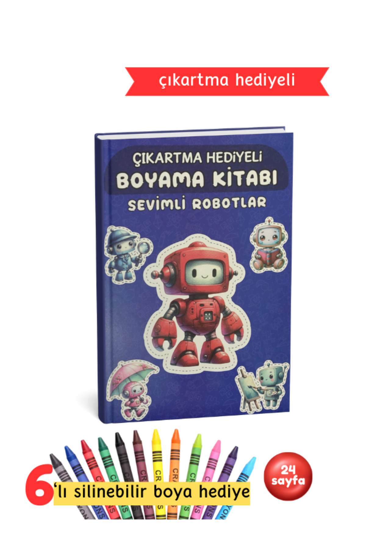 Çıkartmalı Boyama Kitabı Seti - Robot Boyama Kitabı