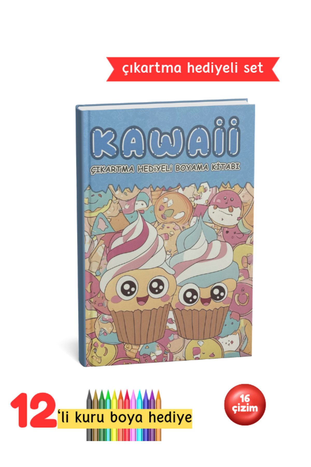 Çocuk Boyama Kitabı Seti - Kawaii Boyama Kitabı Mavi Set