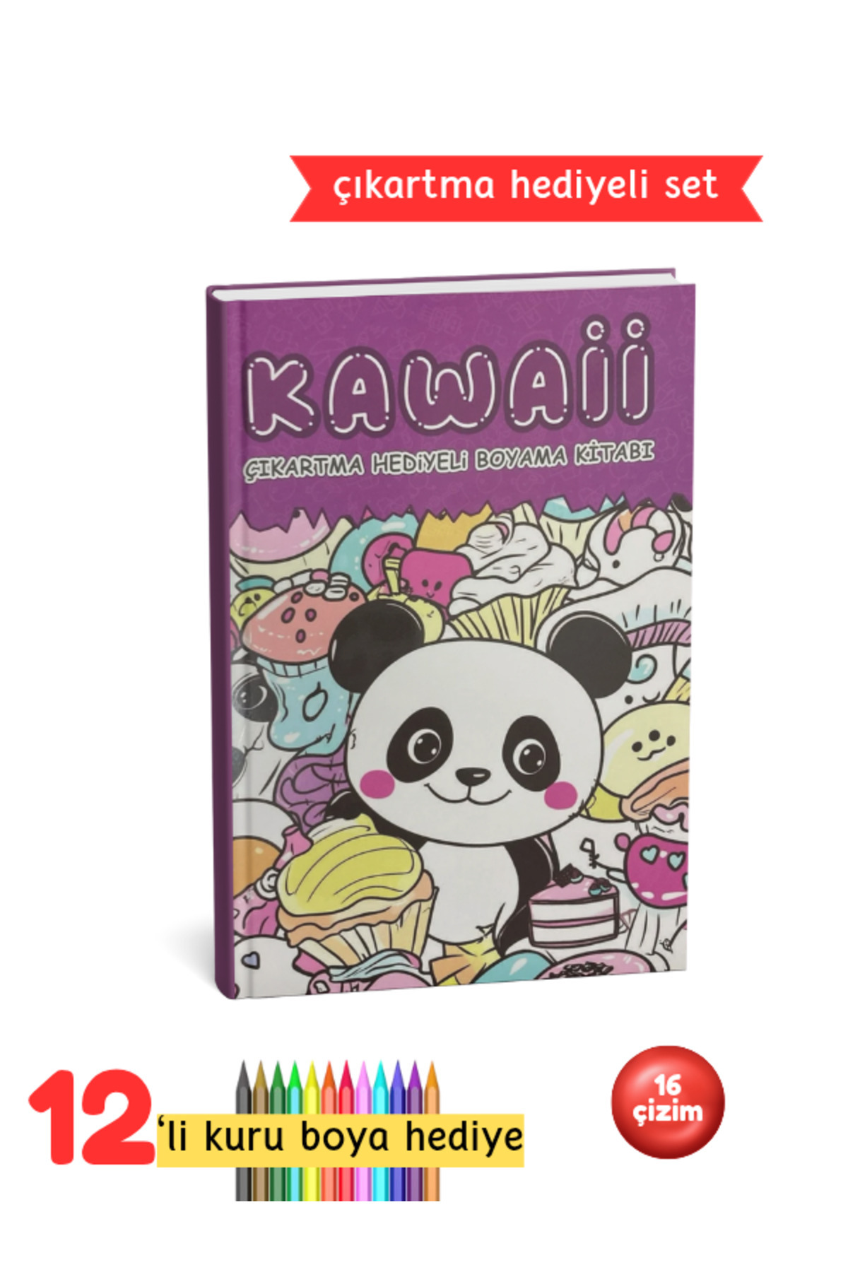 Çocuk Boyama Kitabı Seti - Kawaii Boyama Kitabı Mor Set