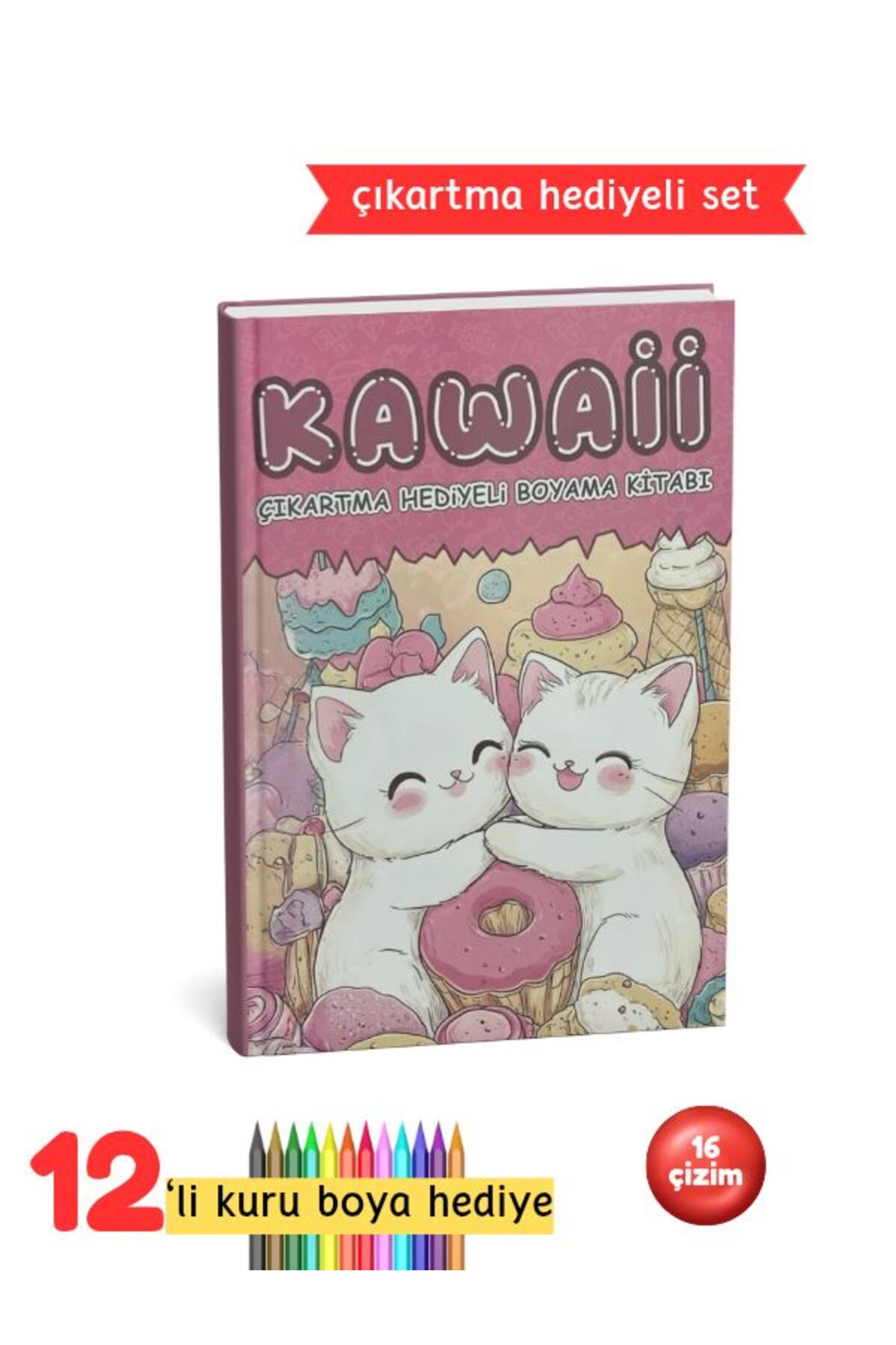 Çocuk Boyama Kitabı Seti - Kawaii Boyama Kitabı Pembe Set
