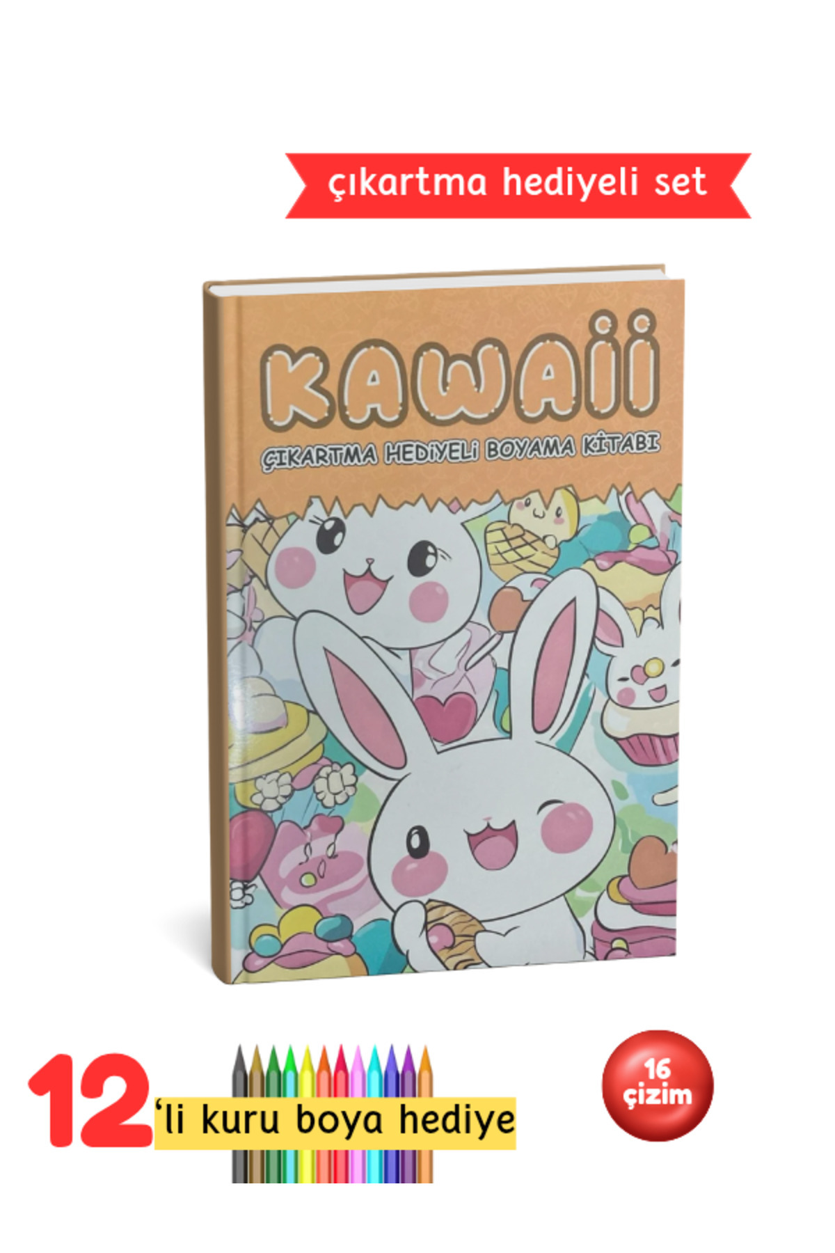 Çocuk Boyama Kitabı Seti - Kawaii Boyama Kitabı Sarı Set