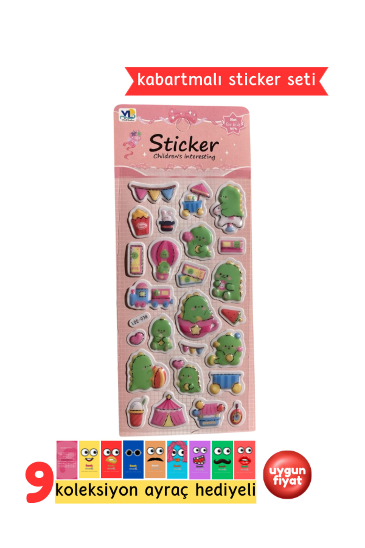 Dinazor Temalı Sticker – Kabartmalı 3D Sticker Etiket - Defter Laptop Ajanda Bullet Journal Sticker
