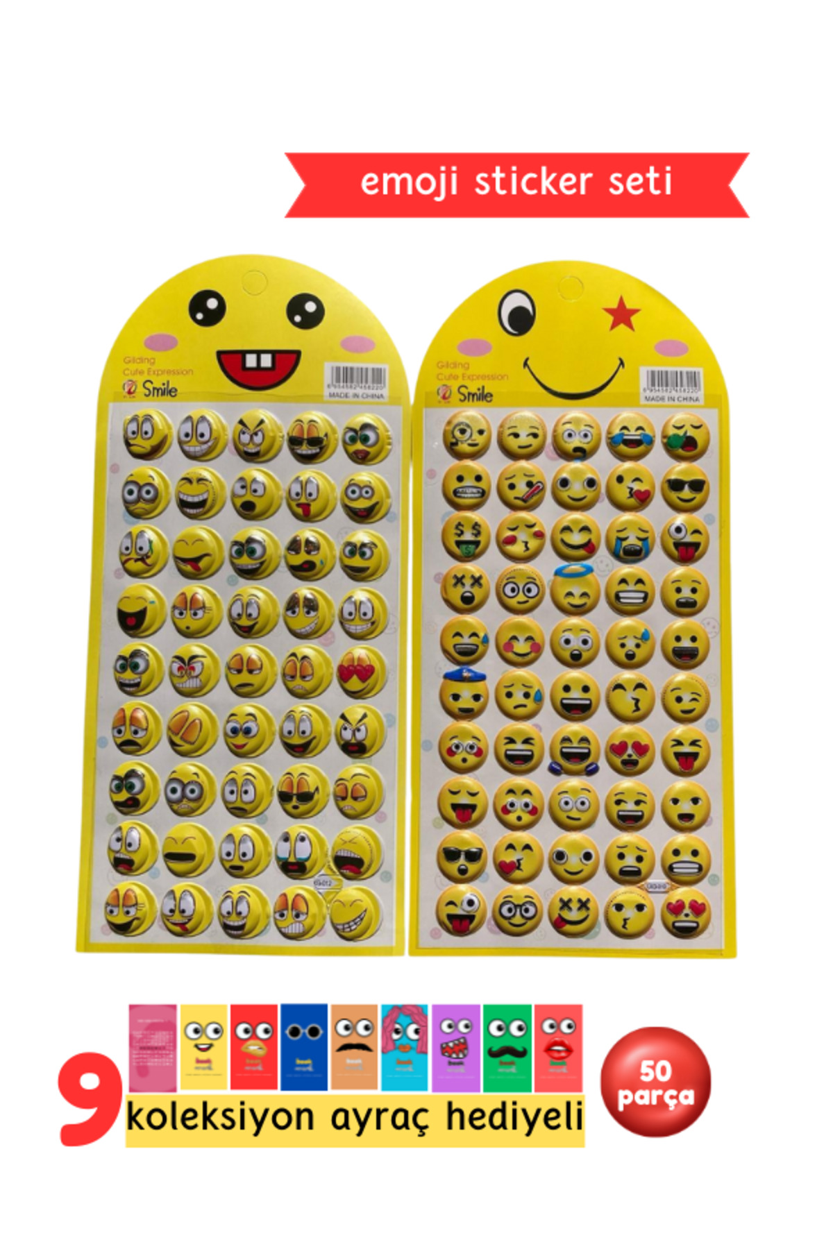 Emoji Sticker Seti - Kabartmalı Emoji Sticker Seti - Gülen Yüz Sticker