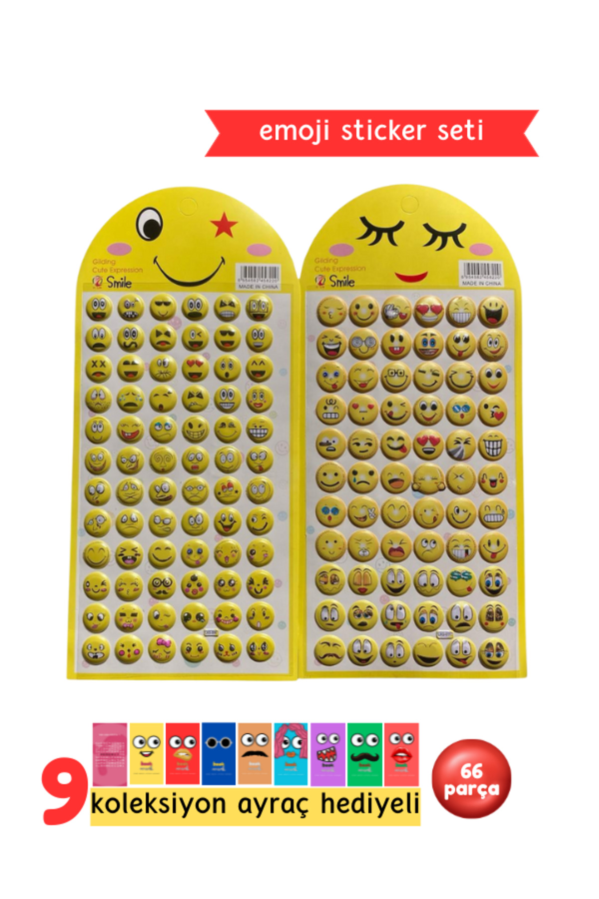 Emoji Sticker Seti - Kabartmalı Emoji Sticker Seti - Öğretmenler İçin Gülen Yüz Etiketi