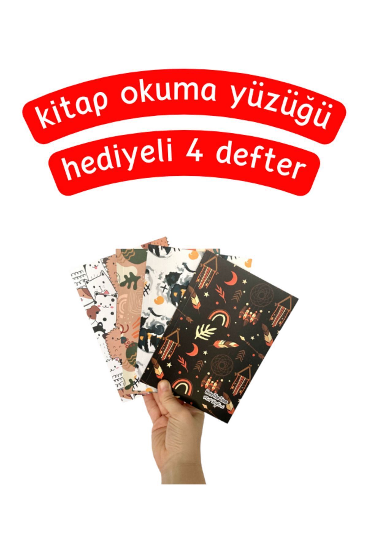 Kahve Tadında Figürlü 4'lü Defter Seti (4 Renk)