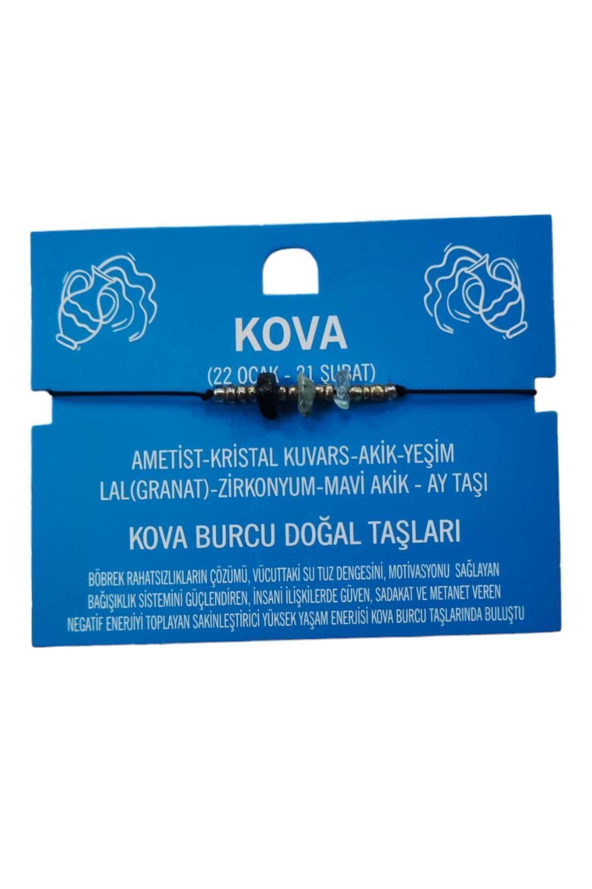 Kova Burcu Yıldız Doğal Taş İp Burç Bilekliği Halhal (Gri, Tek Ebat)