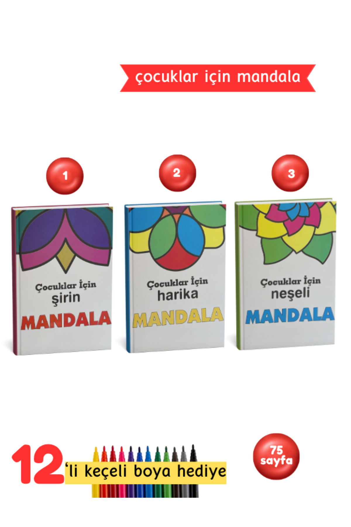 Mandala Boyama Kitabı - Çocuklar İçin Mandala Seti
