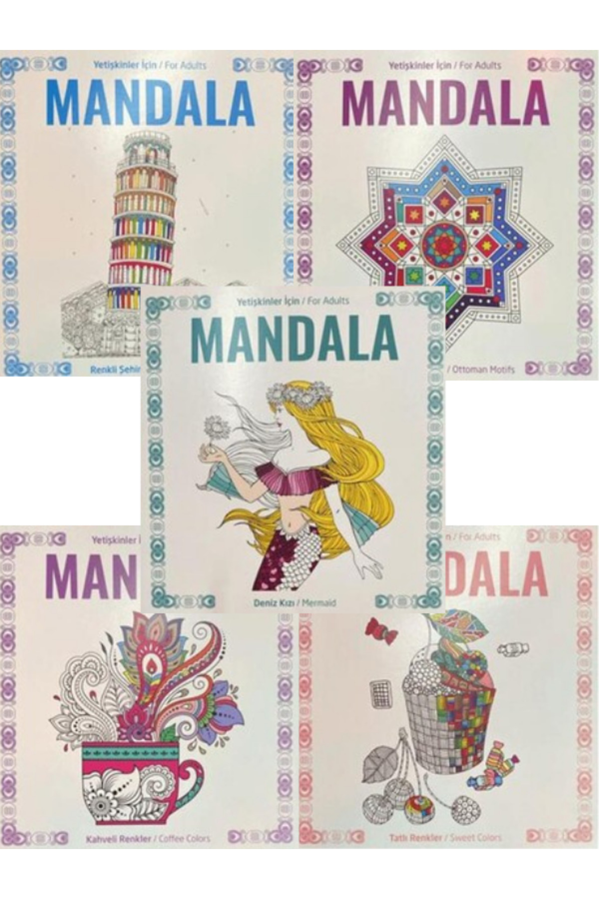 Mandala Boyama Kitabı - Yetişkinler İçin Stres Önleyen 5 Kitap