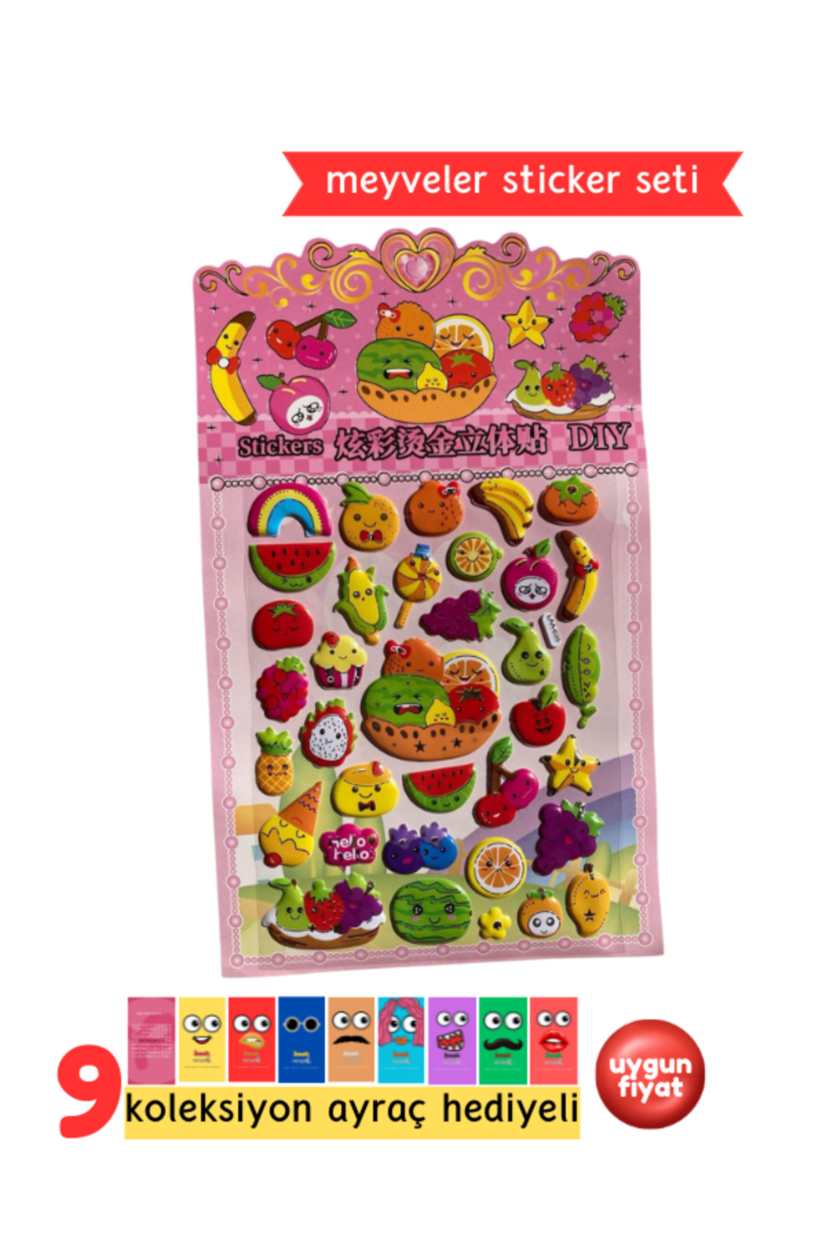 Meyve Sebze Sticker - Çocuklar İçin Kabartmalı Sticker Etiket