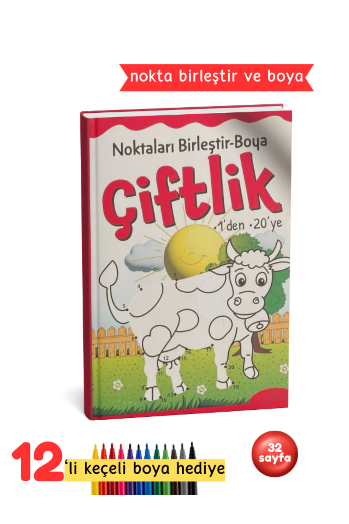 Nokta Birleştirme Boyama Kitabı - Çiftlik Hayvanları Boyama Kitabı - Aktiviteli Boyama