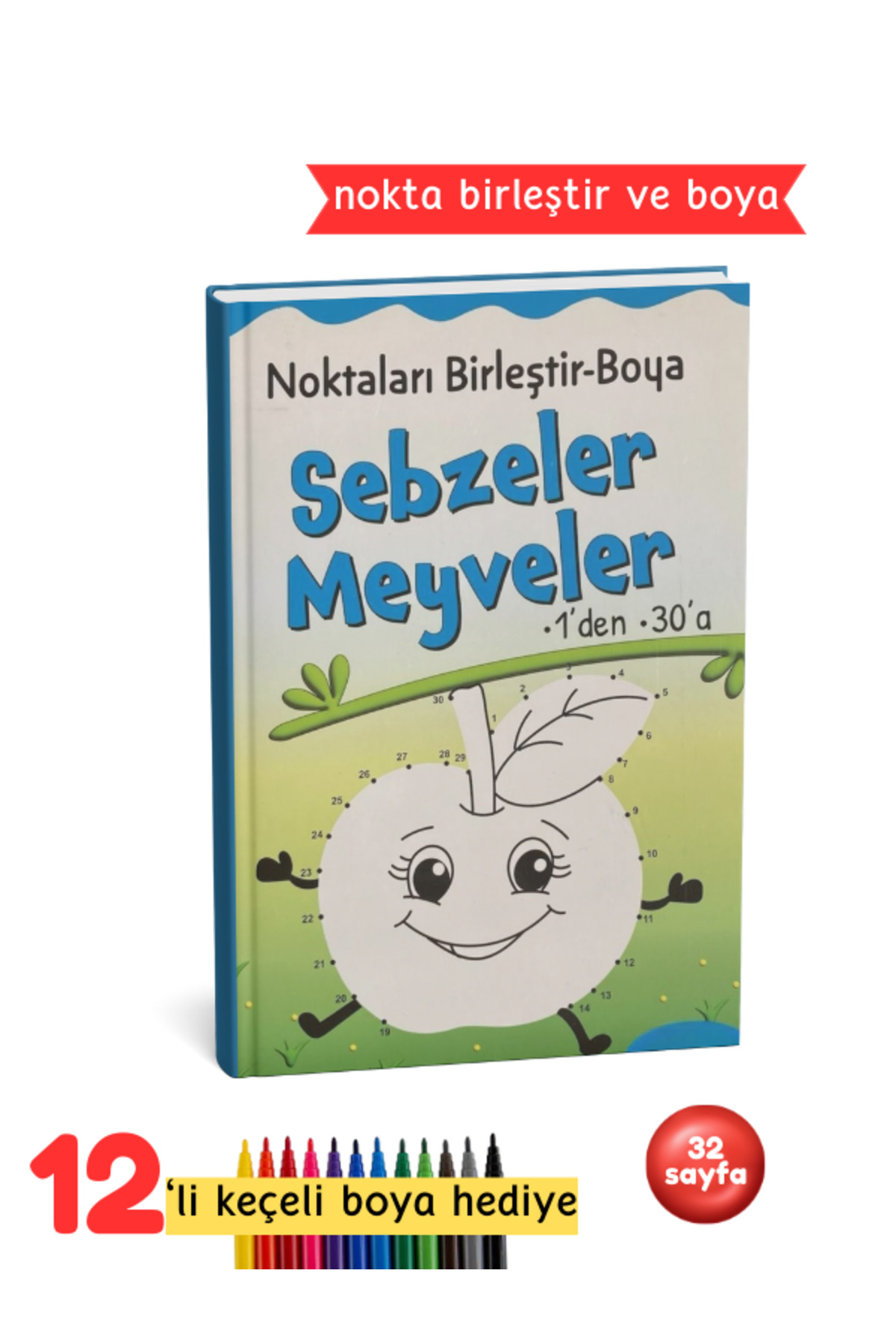 Nokta Birleştirme Boyama Kitabı - Sebze Meyve Boyama Kitabı - Aktiviteli Boyama