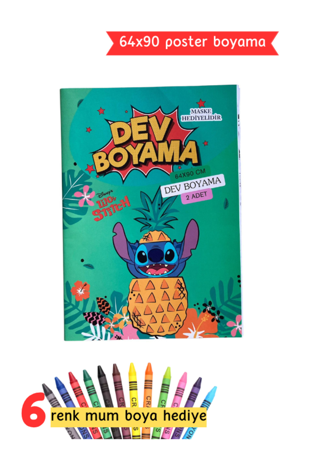 Poster Boyama - Çocuklar İçin Dev Boyama Rulosu - Stitch Desenli