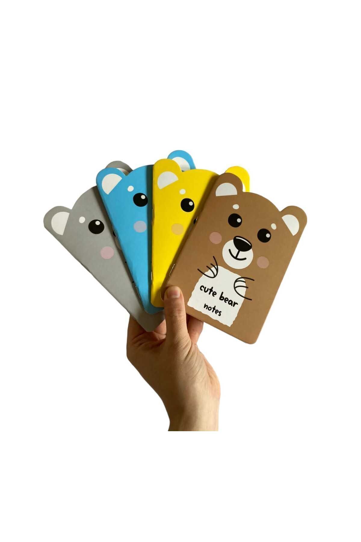 Sevimli Ayı Figürlü 4'lü Defter Seti (4 Renk)