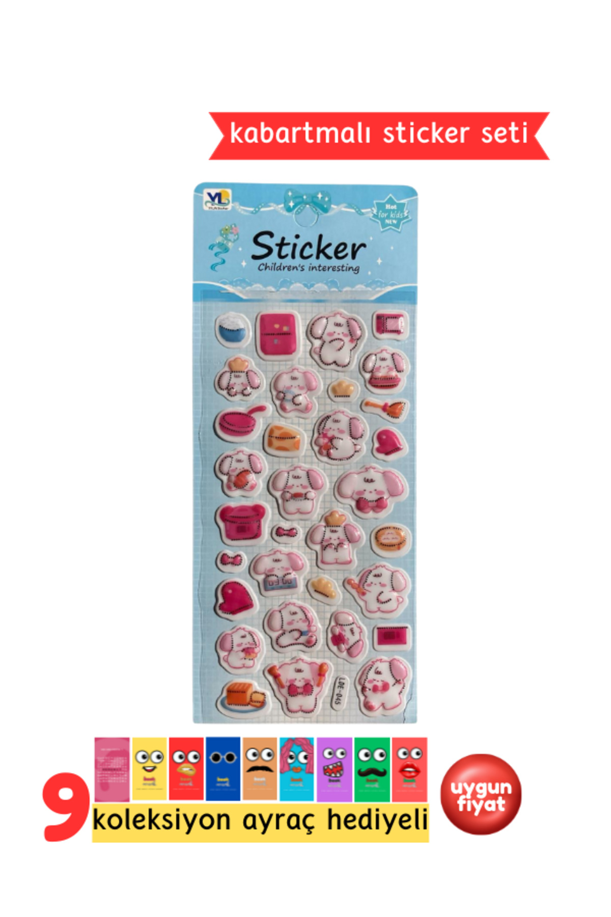 Sevimli Sticker Seti – Kabartmalı 3D Sticker Etiket - Defter Laptop Ajanda Bullet Journal Sticker