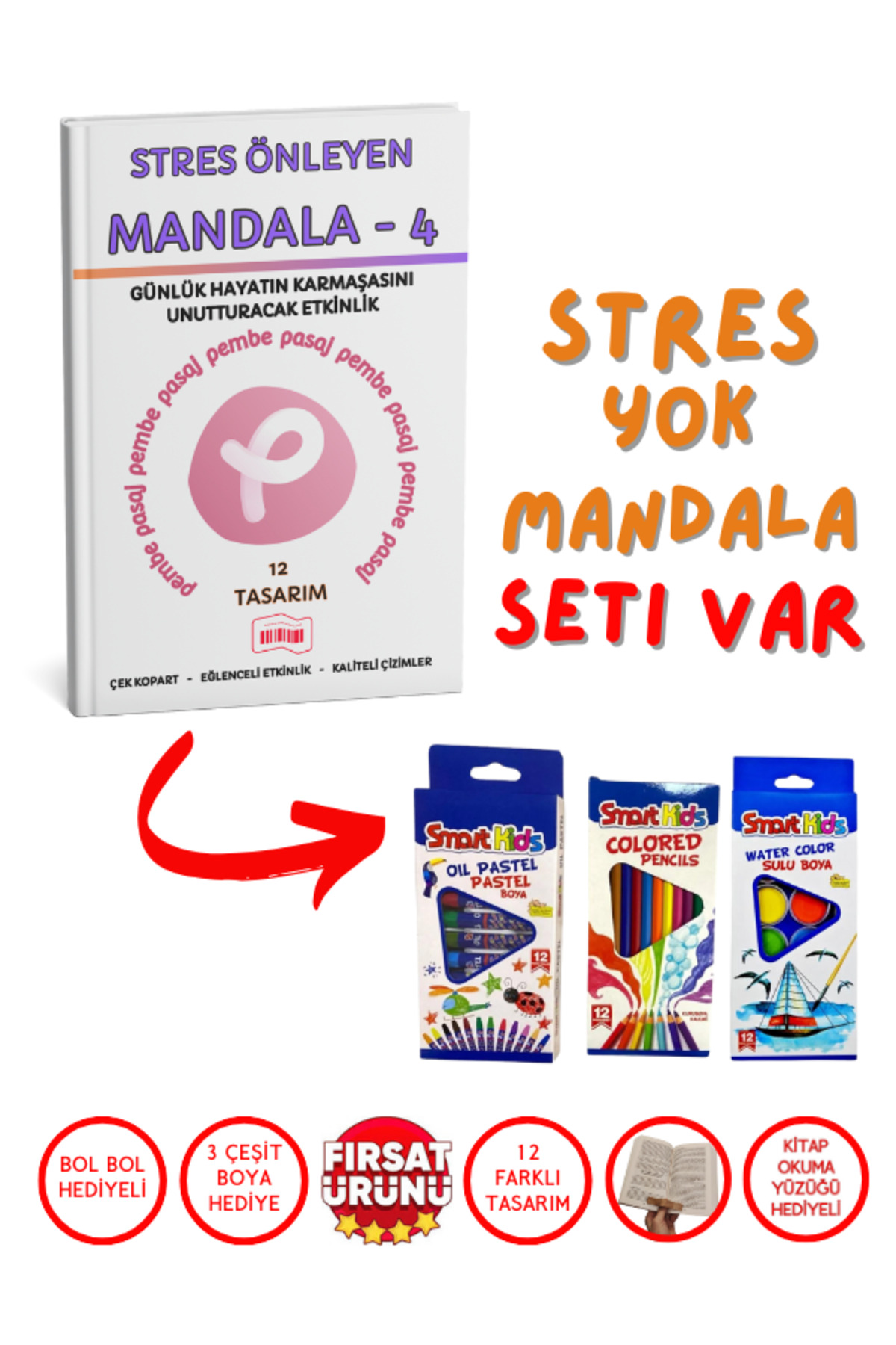 Stres Yok Mandala Seti 4 – Eğlenceli Mandala Kitabı