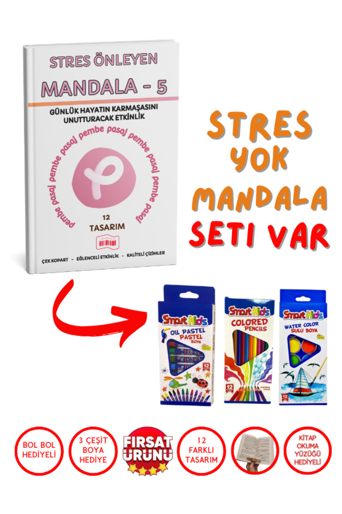 Stres Yok Mandala Seti 5 – Eğlenceli Mandala Kitabı