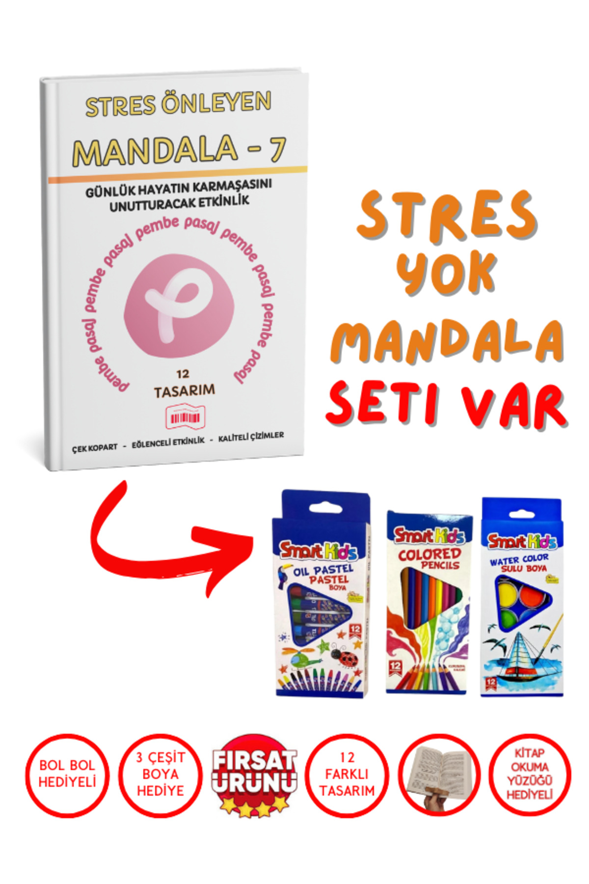 Stres Yok Mandala Seti 7 – Eğlenceli Mandala Kitabı