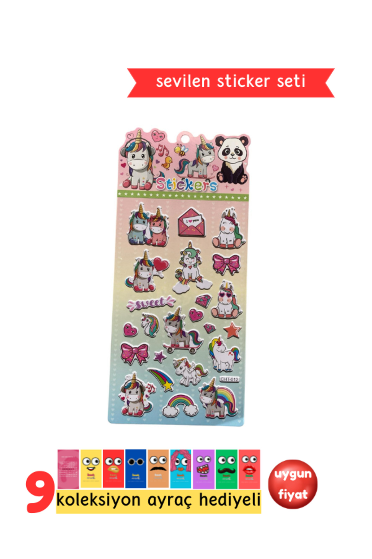 Unicorn Sticker - Kız Çocuklar İçin Kabartmalı Sticker Etiket