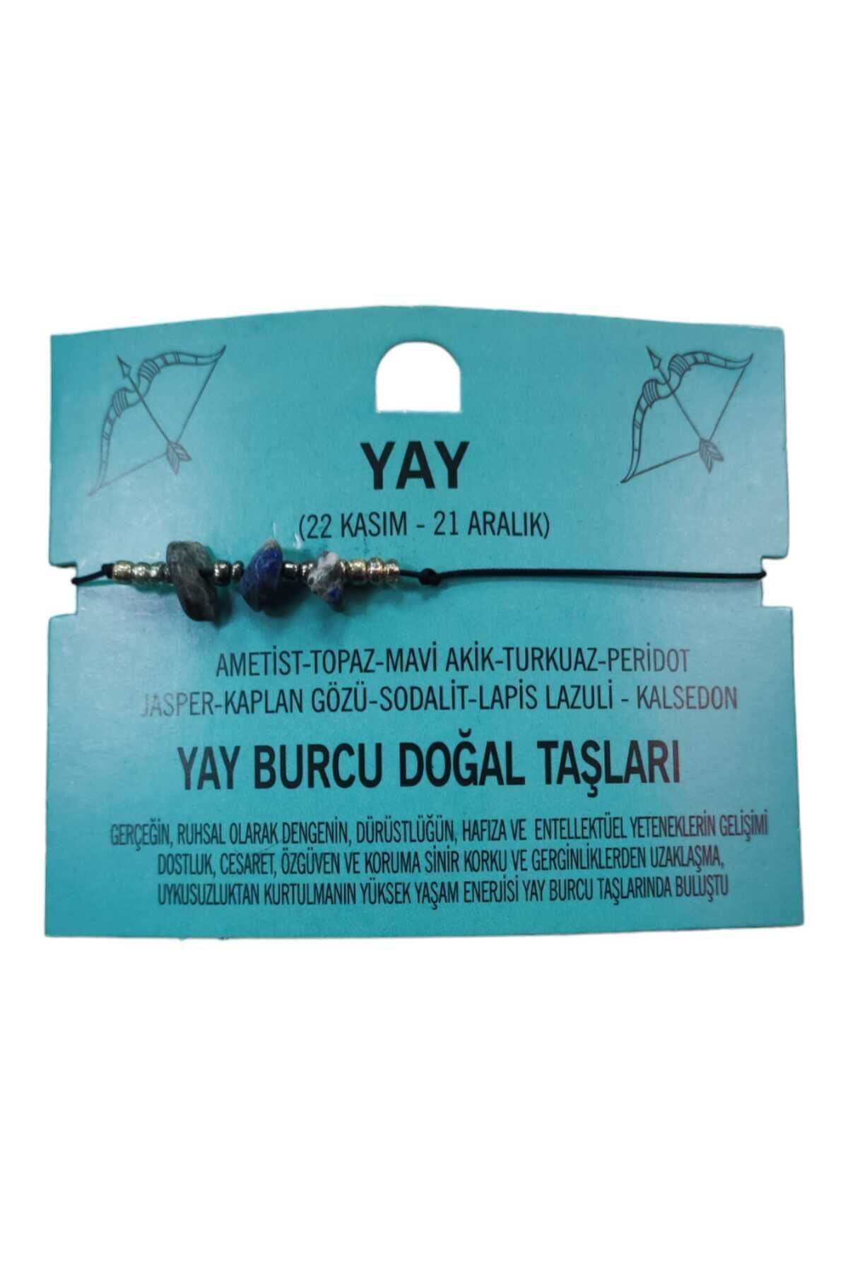Yay Burcu Yıldız Doğal Taş İp Burç Bilekliği Halhal (Mavi, Tek Ebat)
