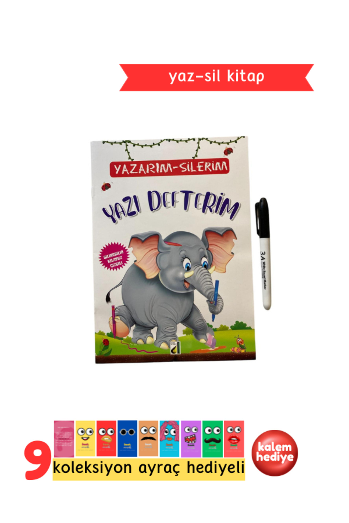 Yaz Sil Çizgiler Yazı Defteri - Okul Öncesi Bitmeyen Yazı Defteri