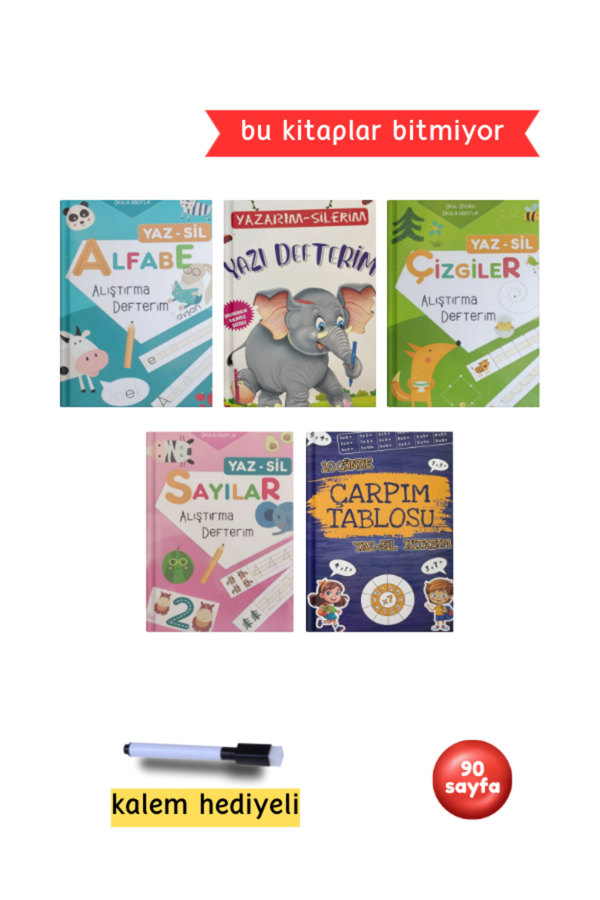 Yaz-sil Kitap | Bitmeyen Alıştırma Defteri Okul Öncesi